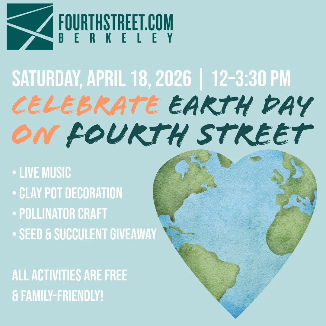 Earth Day on Fourth Street
Saturday, April 18 | 12&ndash;3:30 pm
Join us on Fourth Street for an afternoon of live music, hands-on activities, and small things to take home. The Three Elements will be playing, and there will be seeds, succulents, and