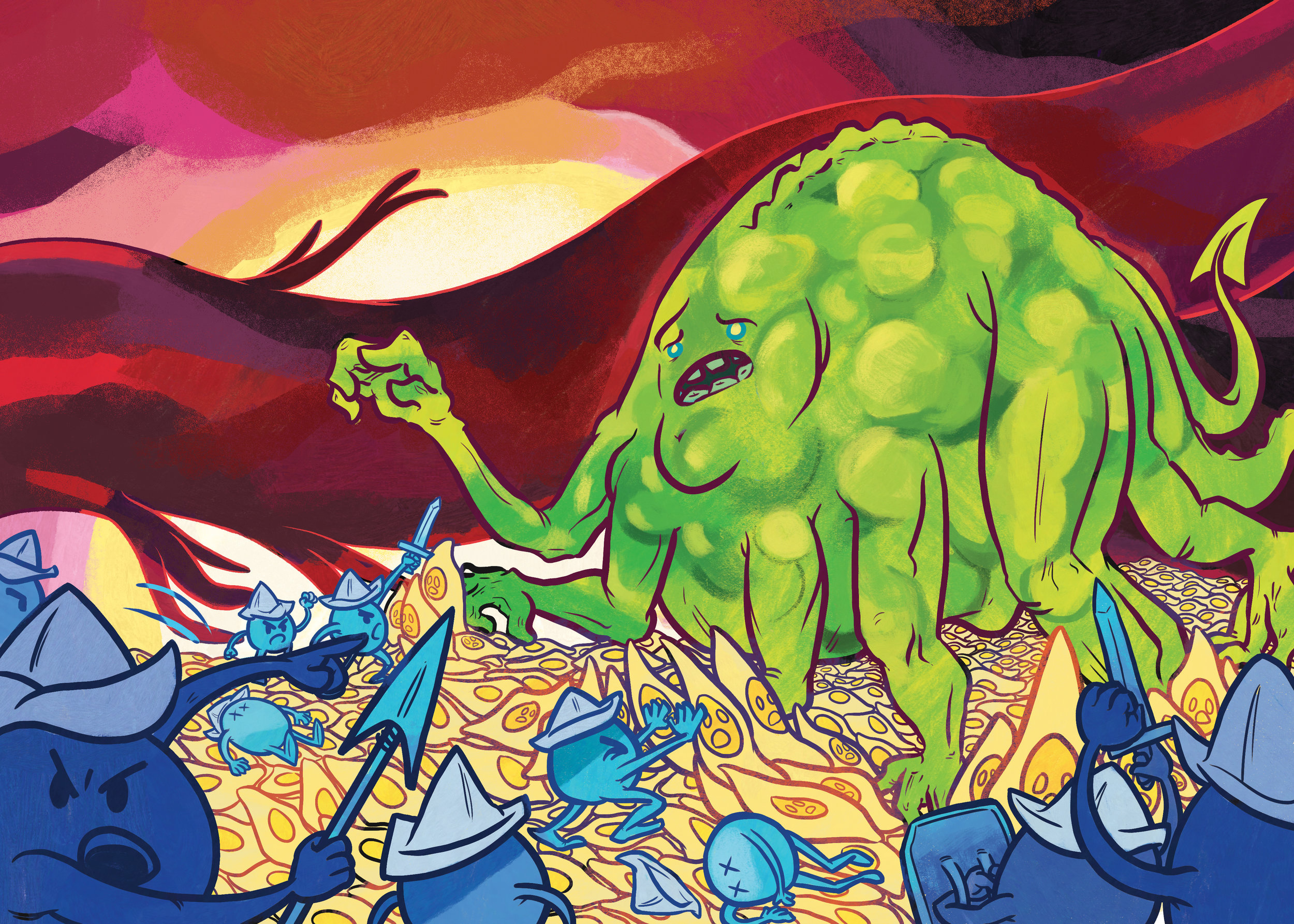 Tumorsphere versus NK cells illustration (Colors by Hailey Thurrott )