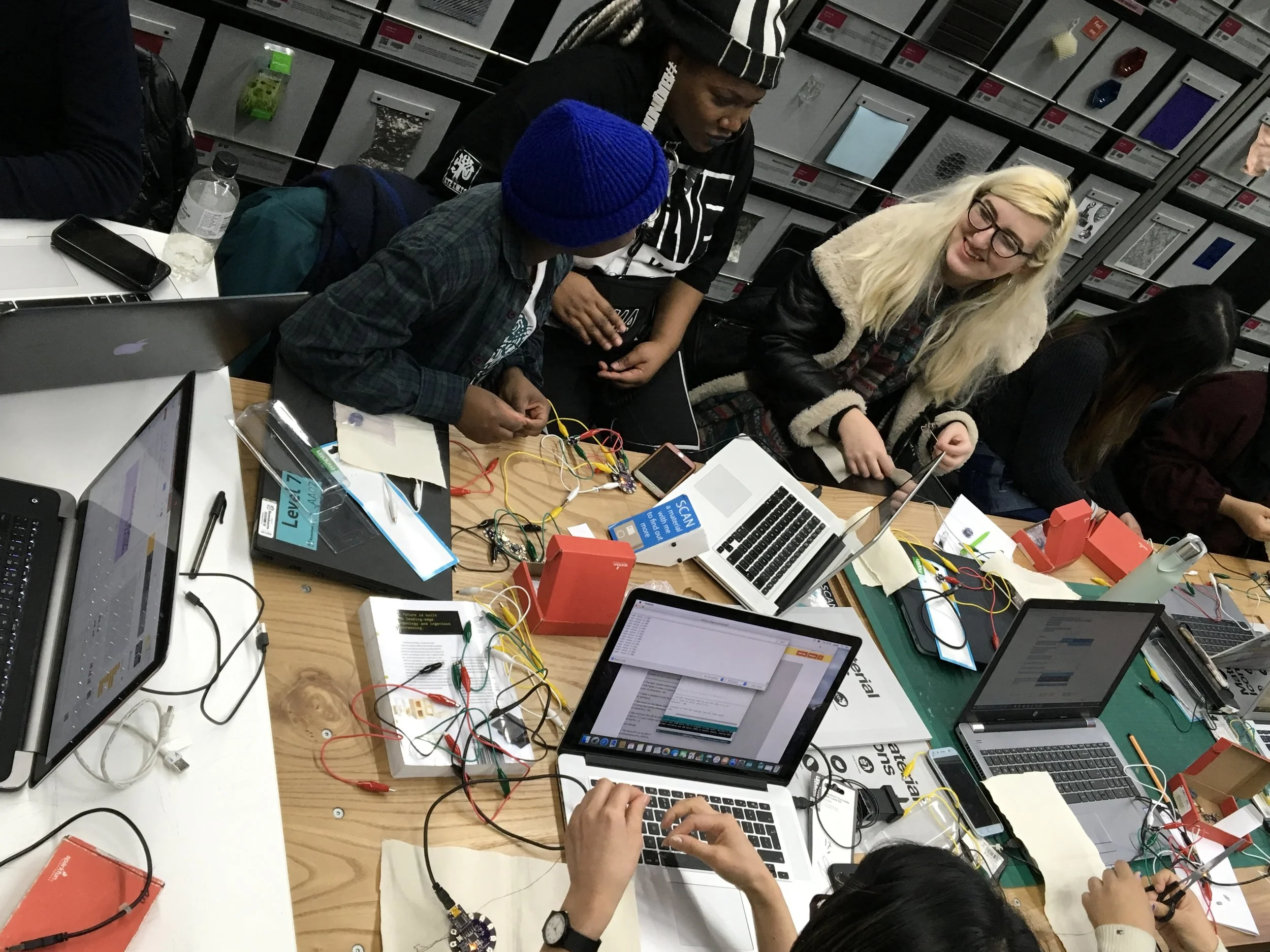 INTRODUCTION TO E-TEXTILE WORKSHOP FOR THE FACTORY AT RAVENSBOURNE UNIVERSITY LONDON