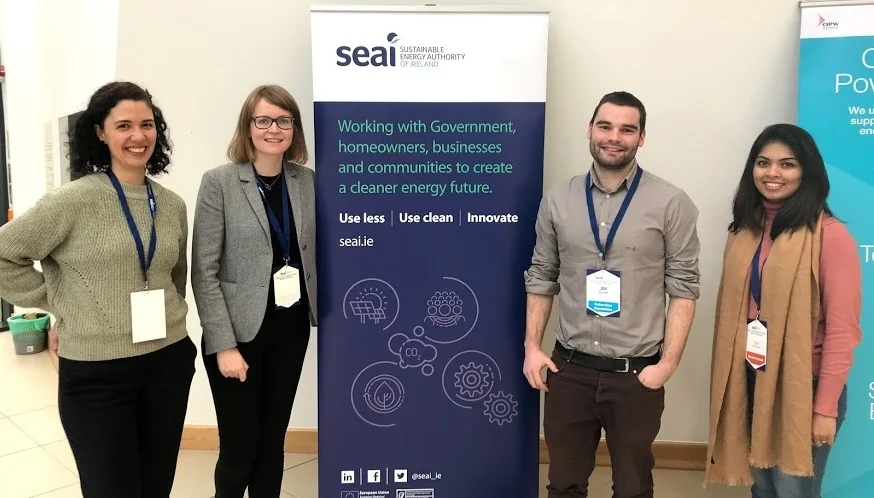 Fig 2. Our team meet Joanne Sheahan (Research & Innovation Sustainable Energy Authority of Ireland SEAI). From left to right: Ana, Joanne, Jan and Nilki.