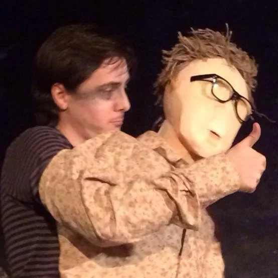 Oscar Balfour with "Puppet Paul" from the Crooked Tree Theatre's Crooked Cabinet of Curiosities (October 2016)