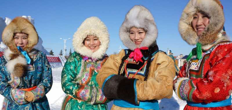Mongolian women in the winter