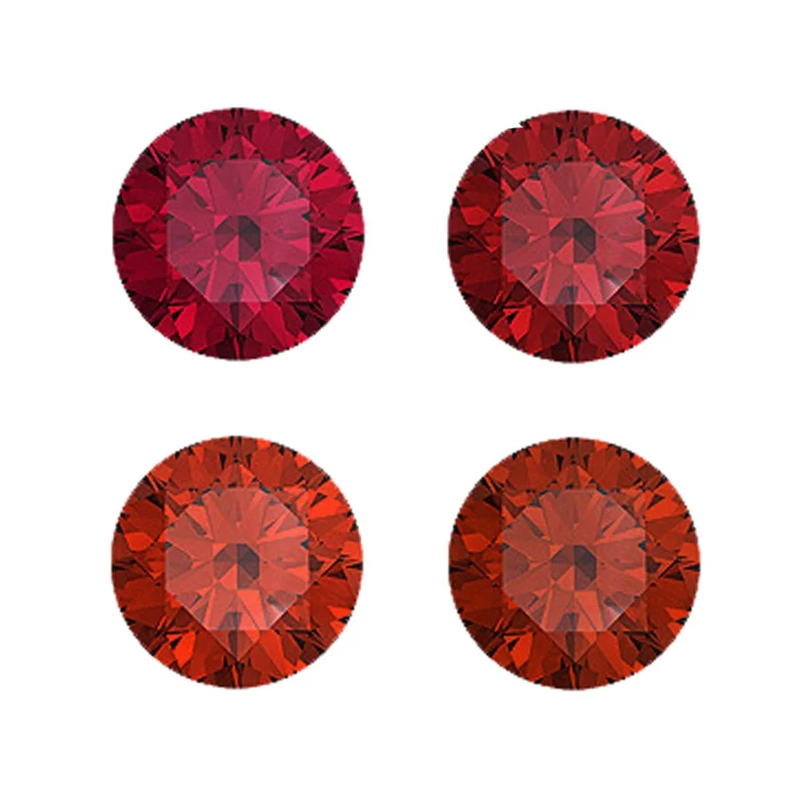 RUBY The most desirable Ruby colour being a dark bright ´pigeon blood´ colour. It also comes in a vast array of qualities and therefore tones of red.