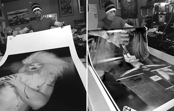 Master printer, Jim Baltutis produced the large prints for the exhibition in Los Angeles.
