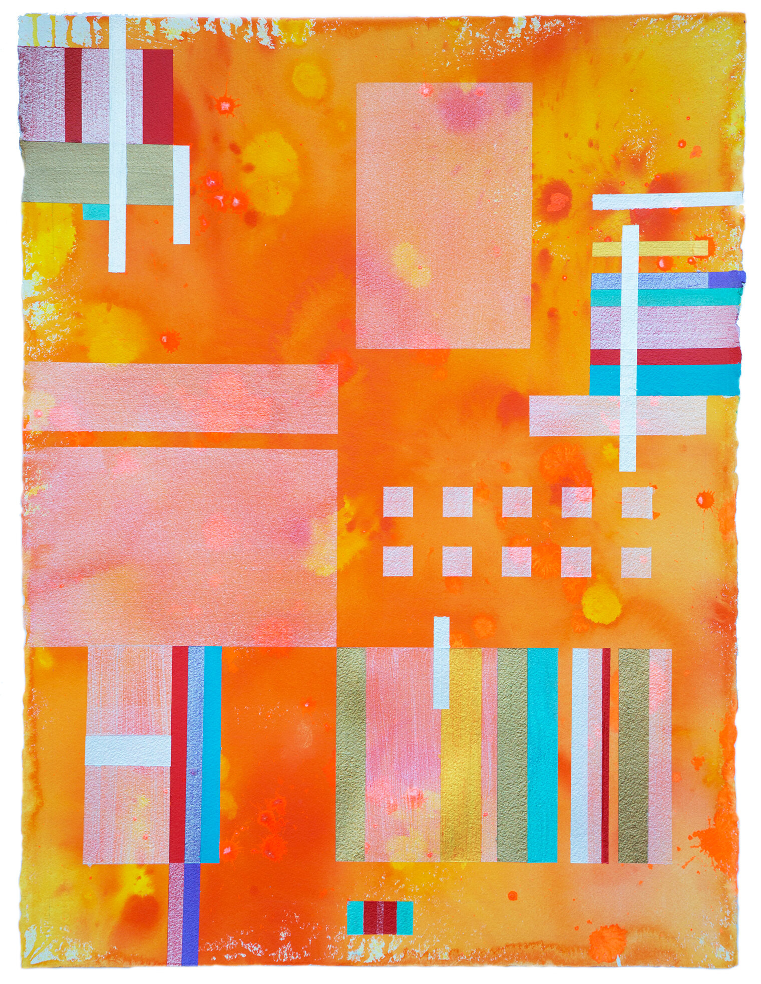    Mondrian Orange  Mixed media on Arches Watercolor Paper 22 × 30 in $775 