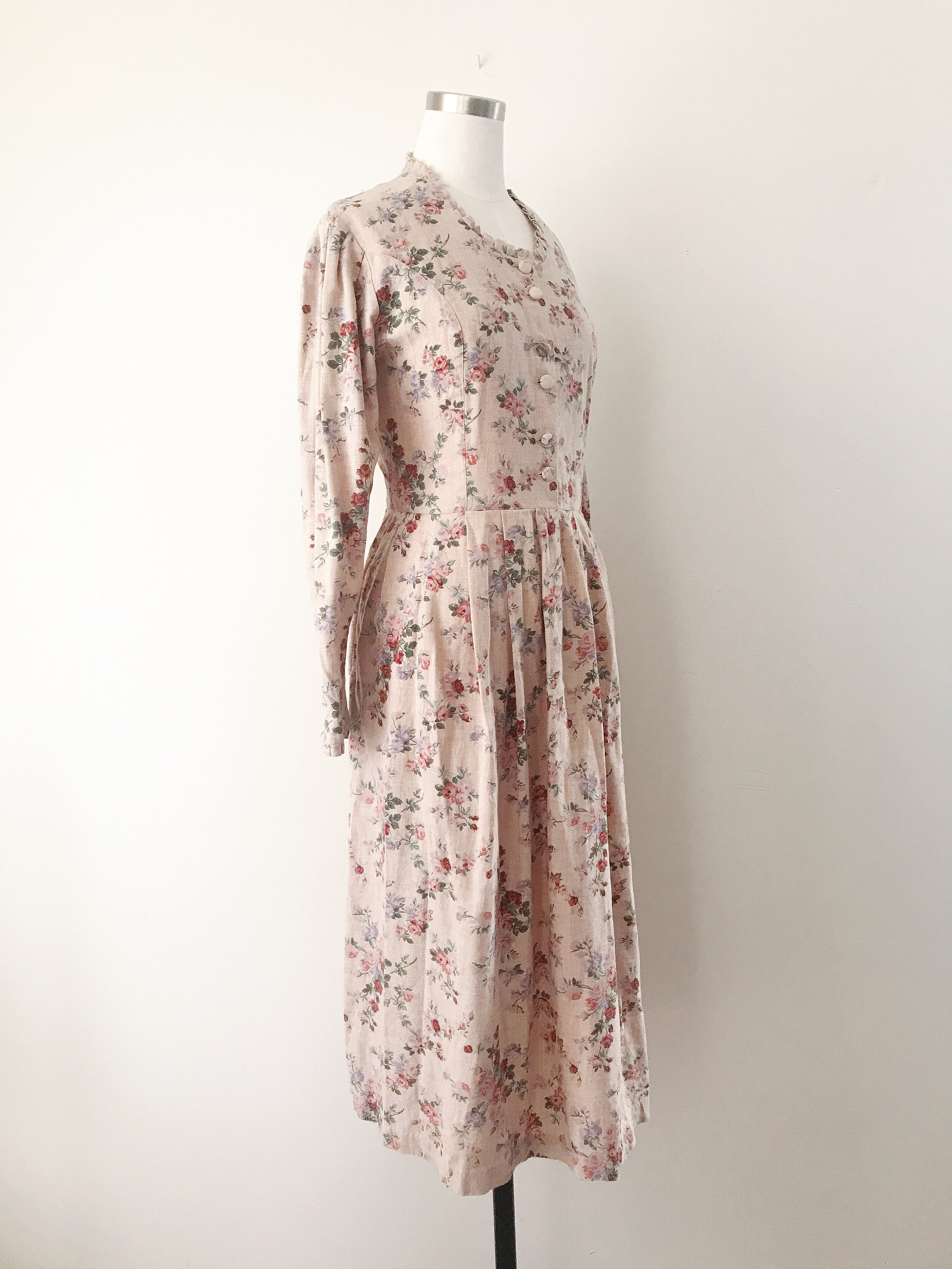 1990s Laura Ashley Blush Floral Dress — antique & vintage clothing