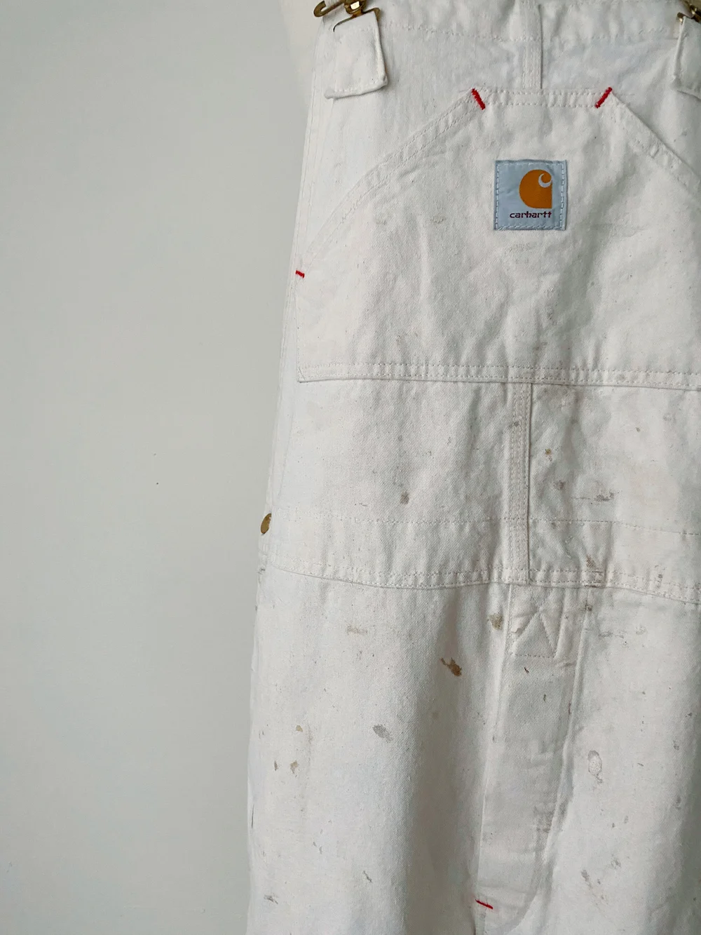 1990s/1980s White Carhartt Overalls — antique & vintage clothing
