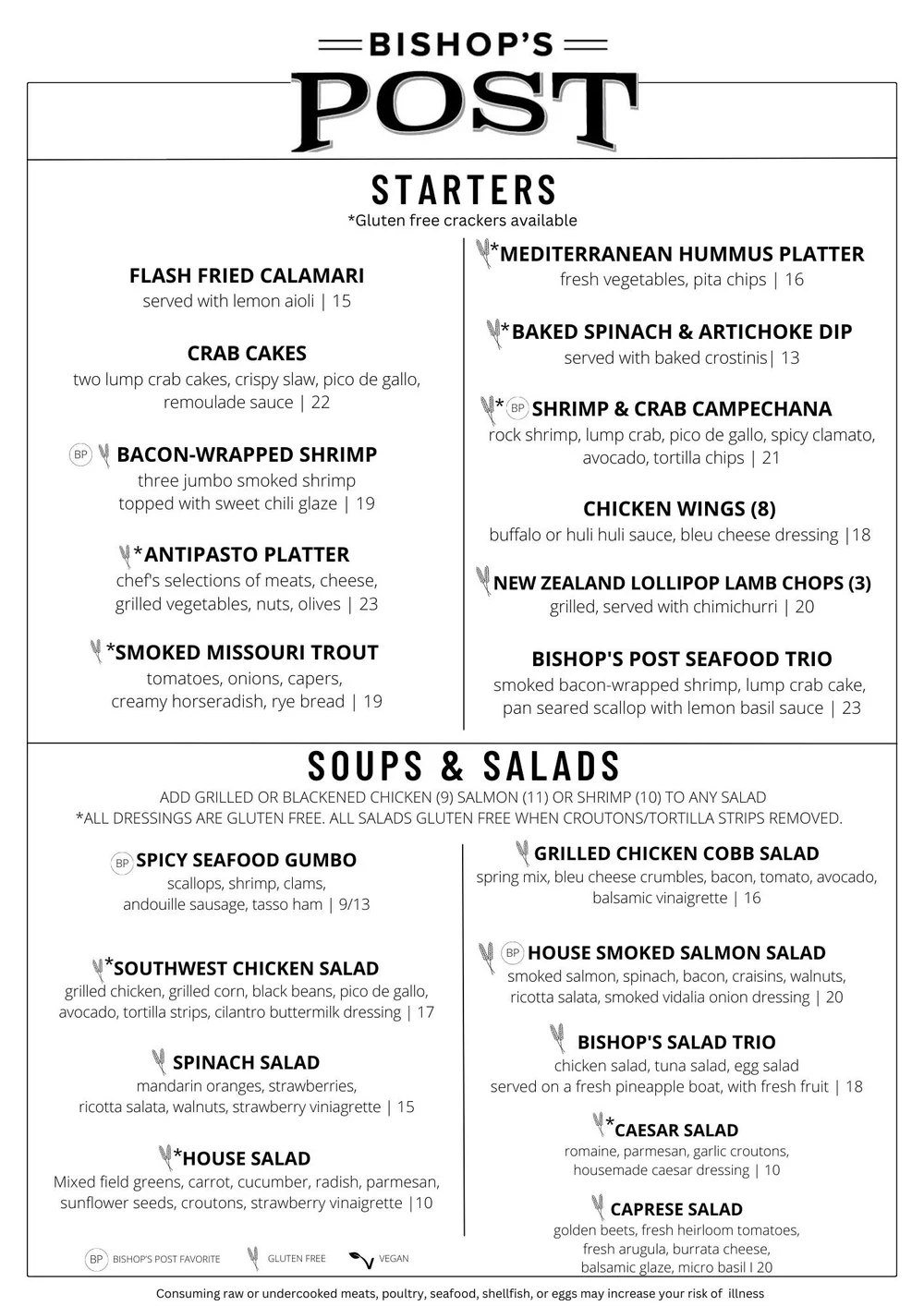 Menu - Bishops Post - American Style Restaurant Chesterfield, MO