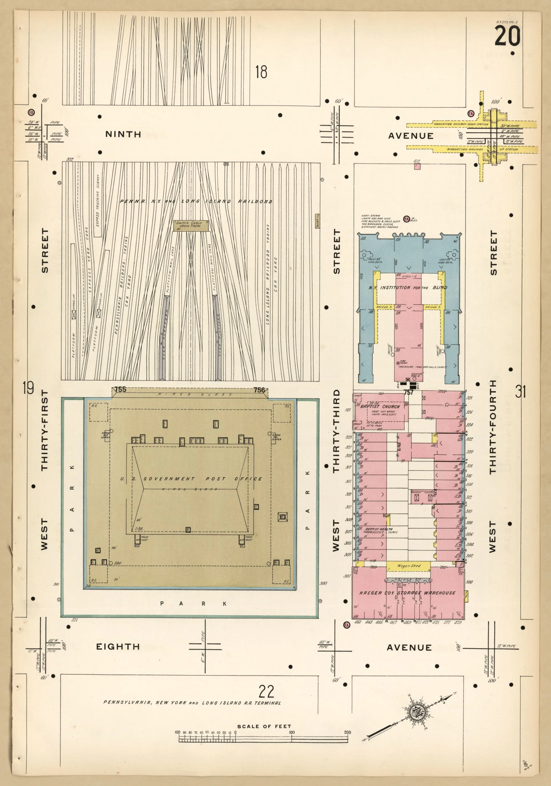 1911 Fire Insurance Map showing Penn Station