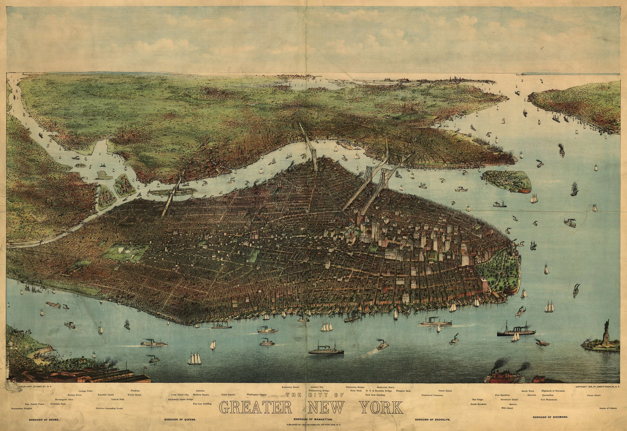 Bird's-eye View of Greater New York, 1905