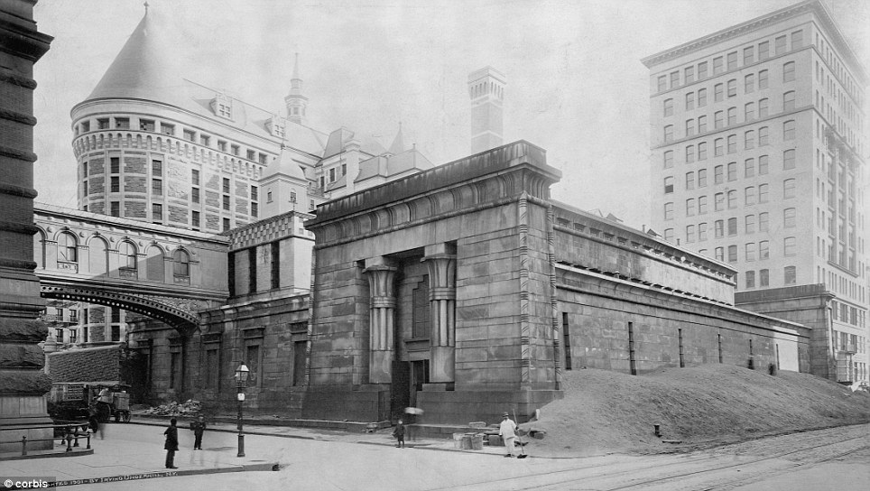 Tombs Demolition with New Tombs Rising Behind (circa 1900)
