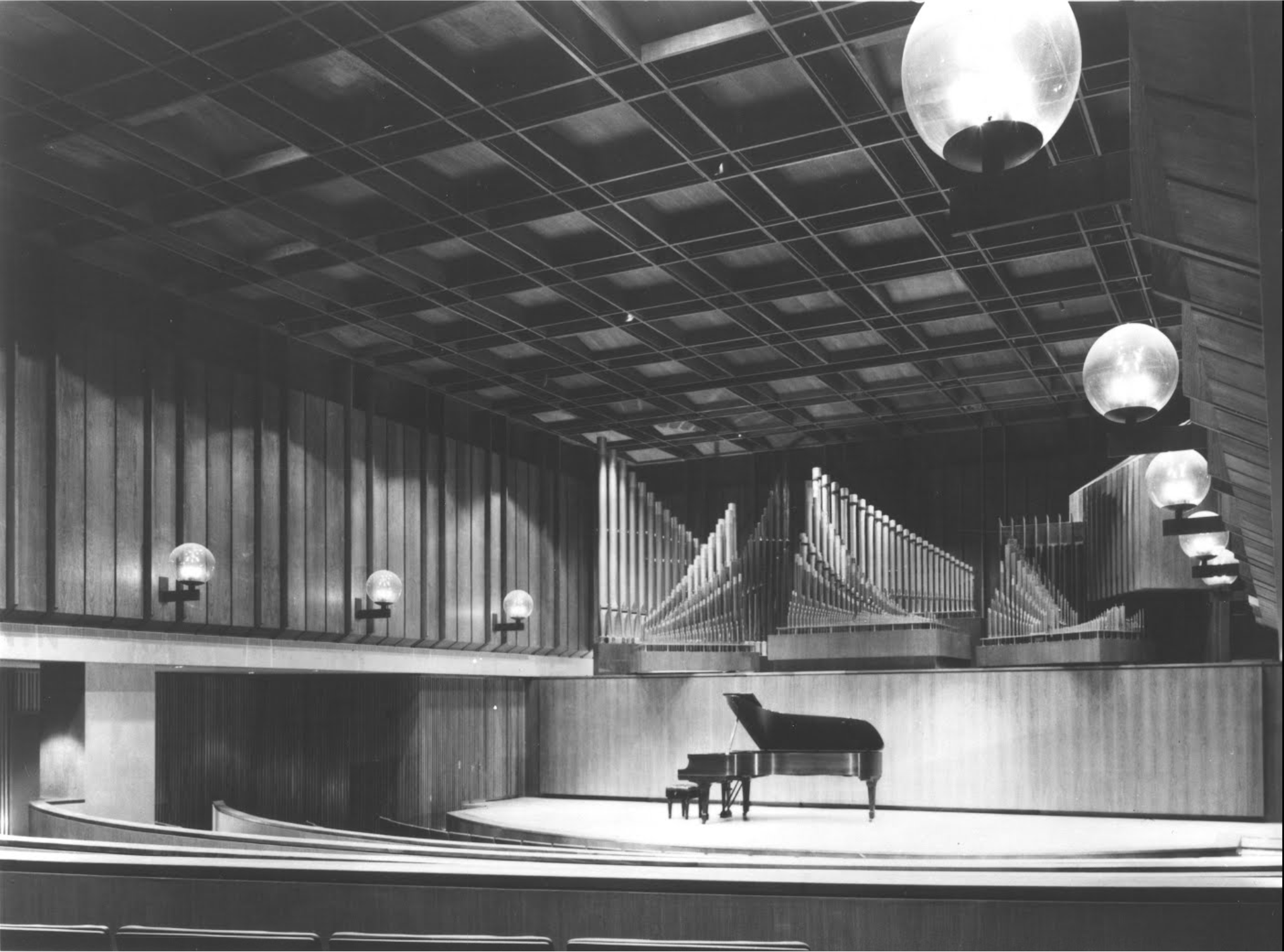 Paul Recital Hall in Juilliard. Installed in this hall, which seats 277, is the Holtkamp organ. 