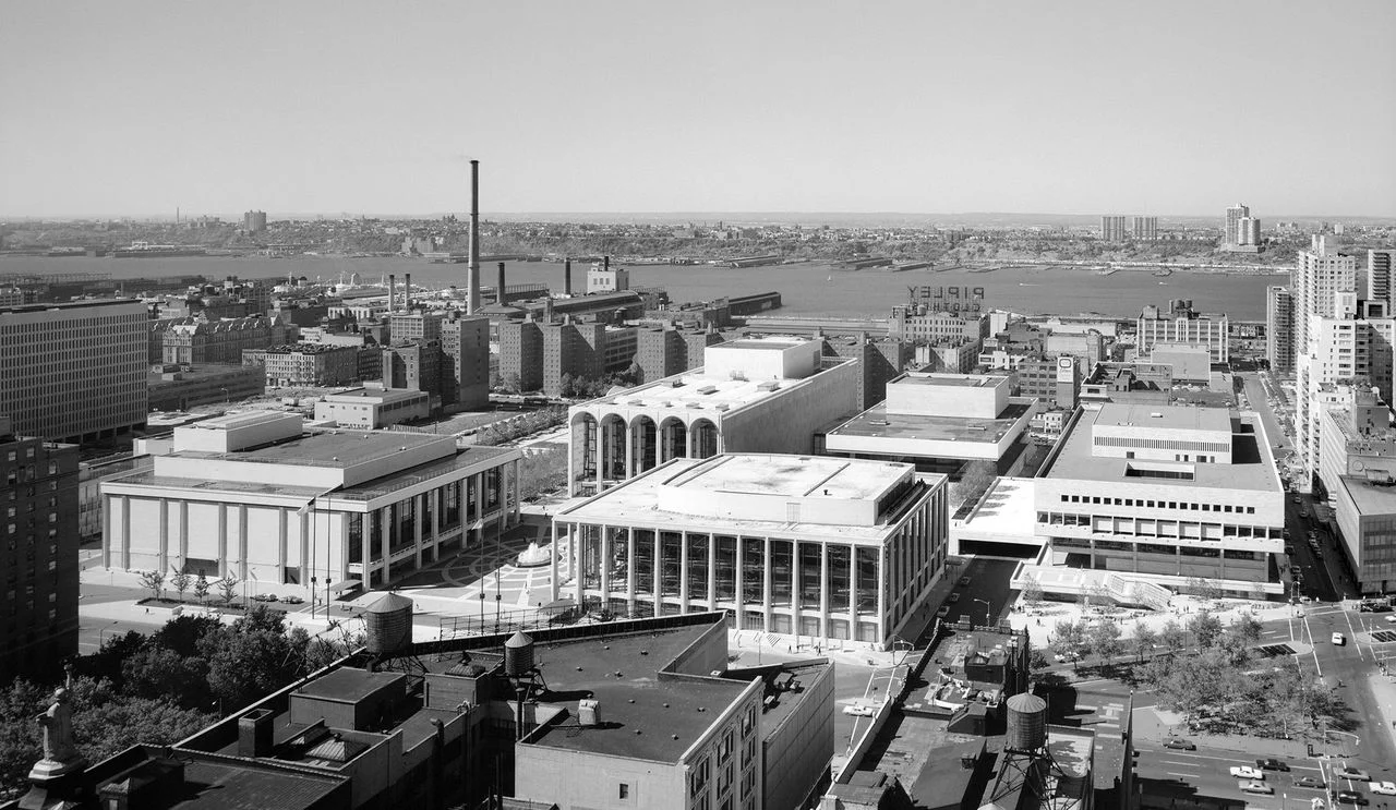 Completed Lincoln Center with Julliard on the right.