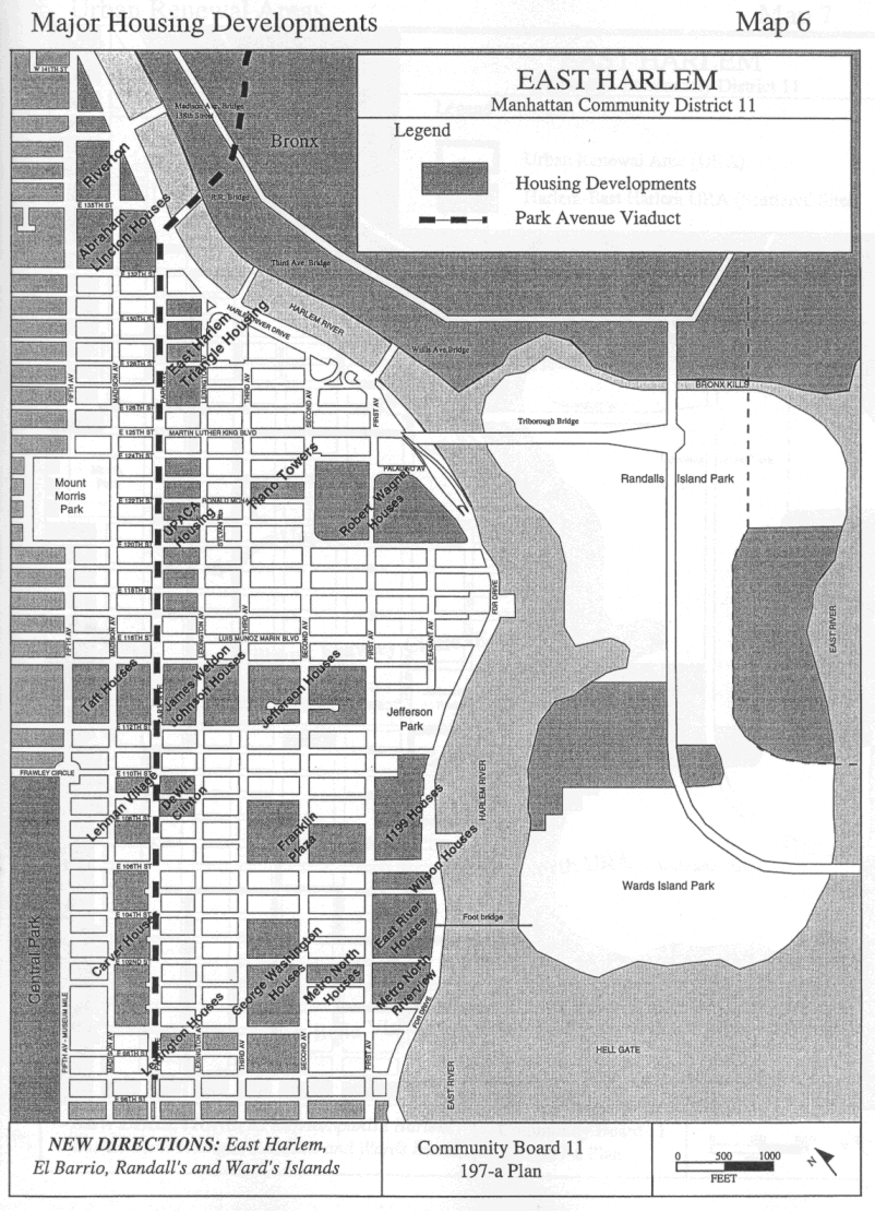 Map of East Harlem urban renewal housing projects