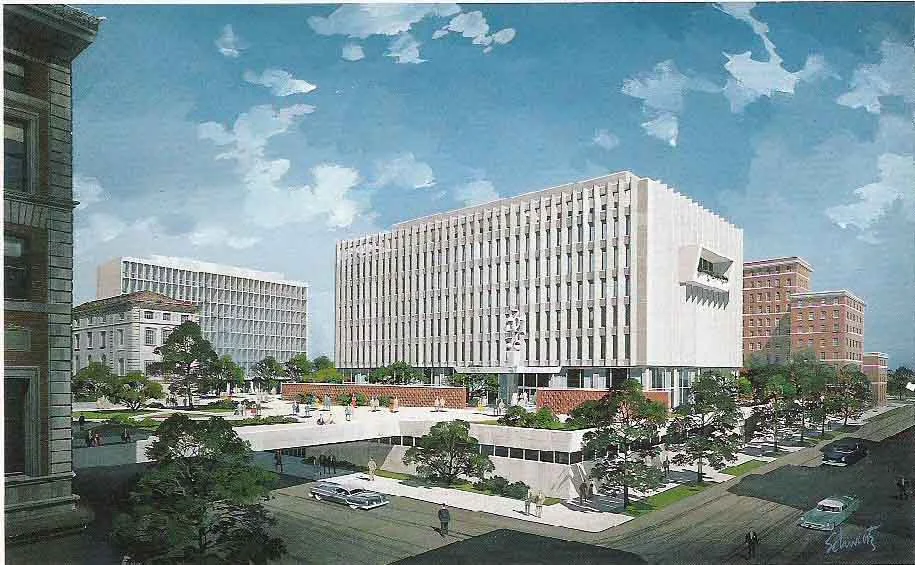 Early rendering of Law School Building