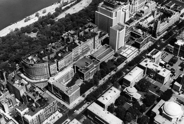 Barnard College campus aerial, circa 1970s