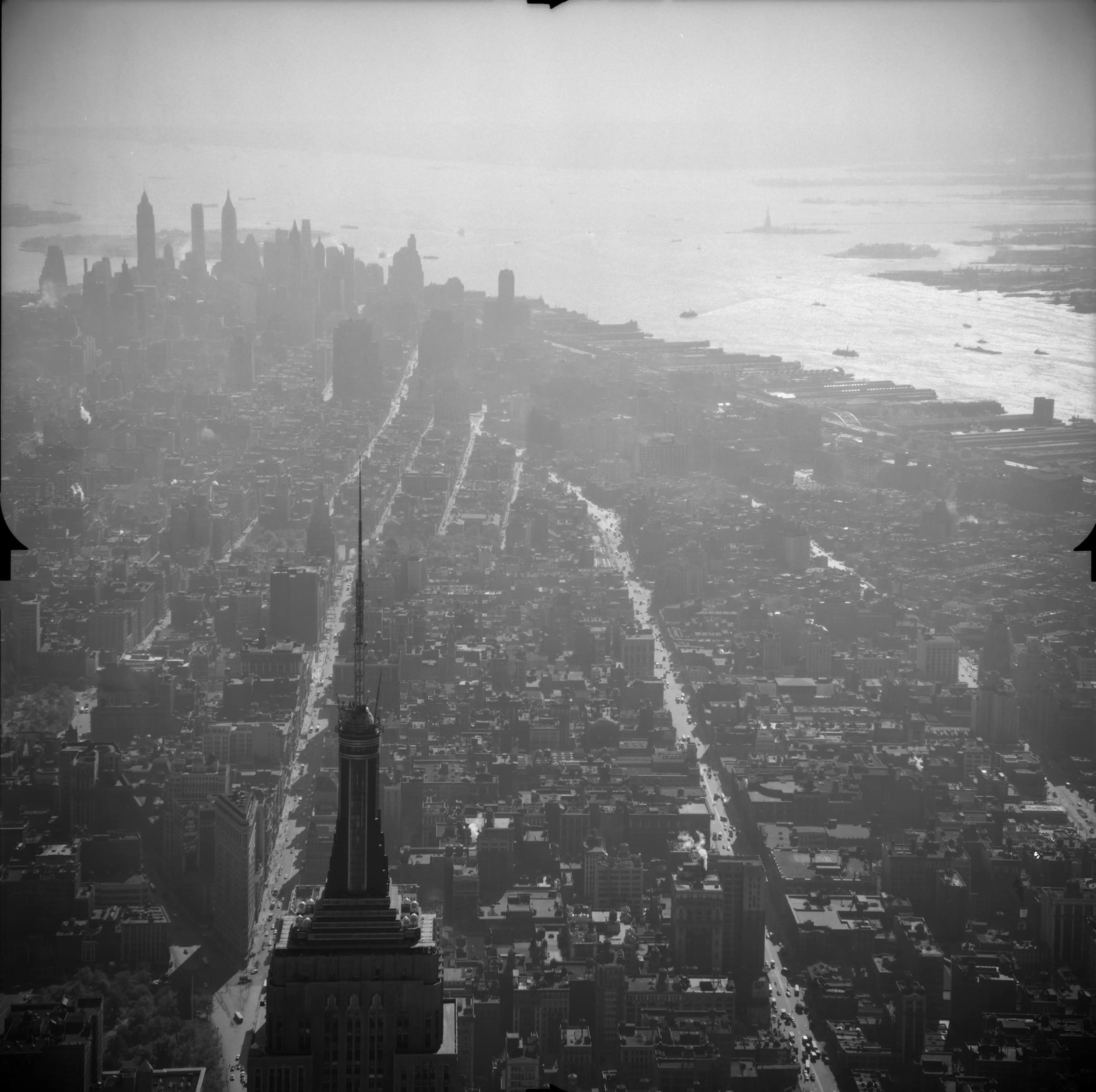 Looking south with the Empire State Mooring Mast in the foreground