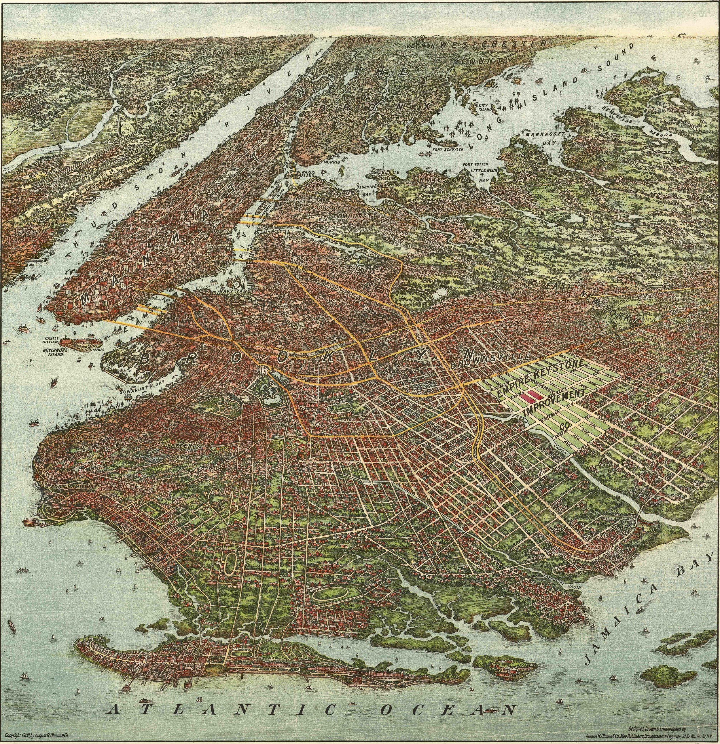 1908 Map of Brooklyn