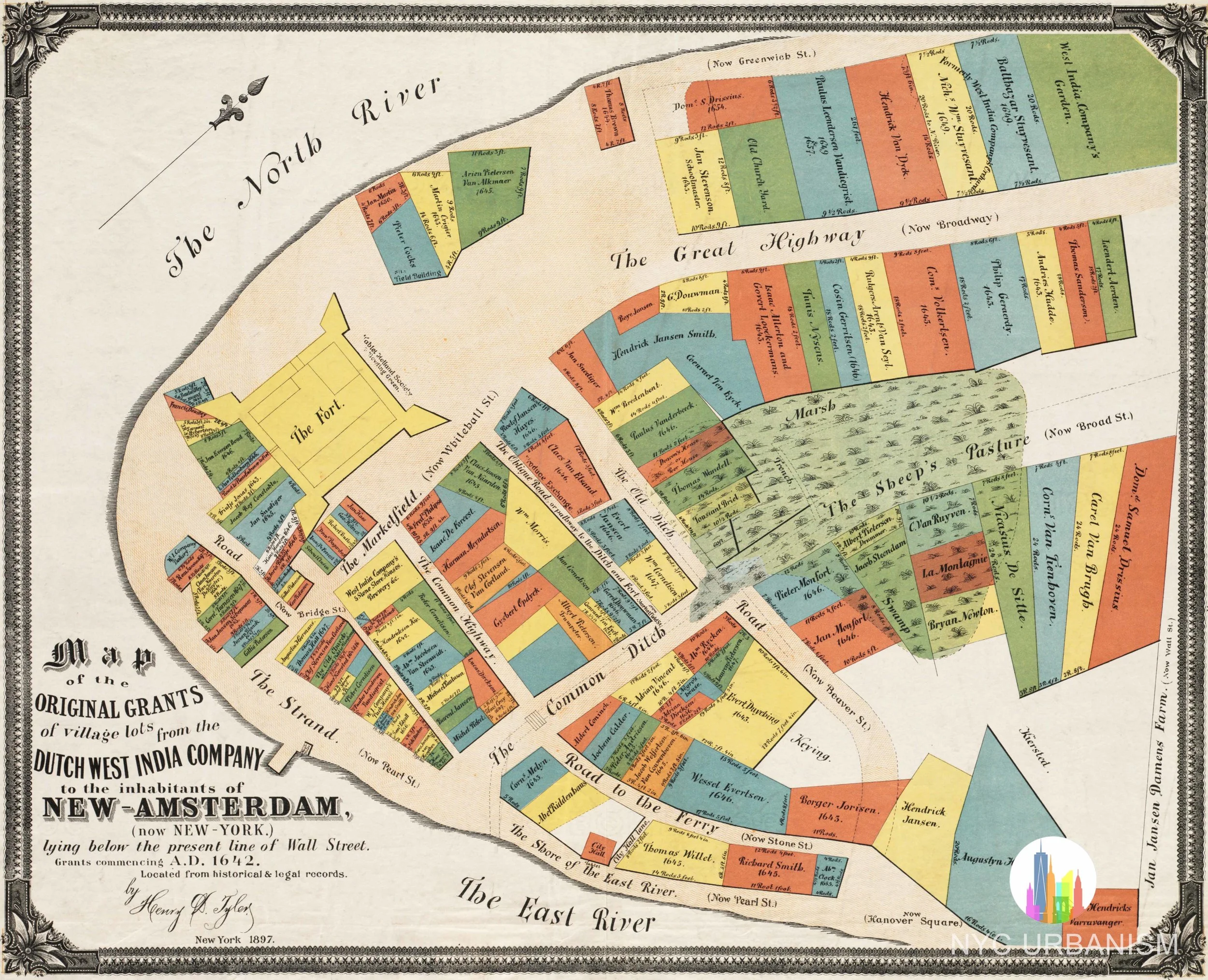 1642 Dutch West India map of New Amsterdam 