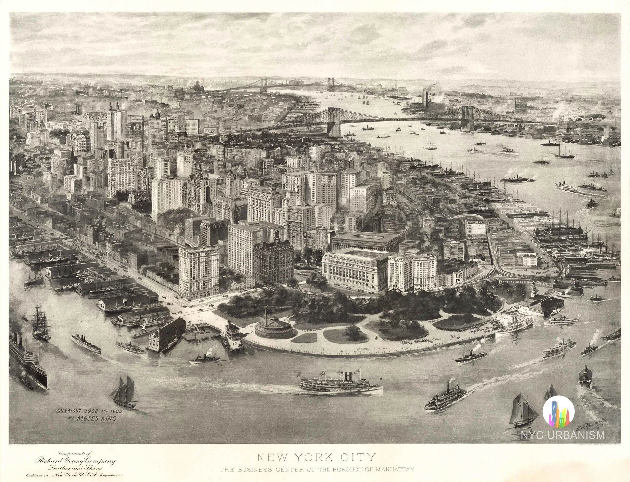 1905 Birds-Eye View of Manhattan
