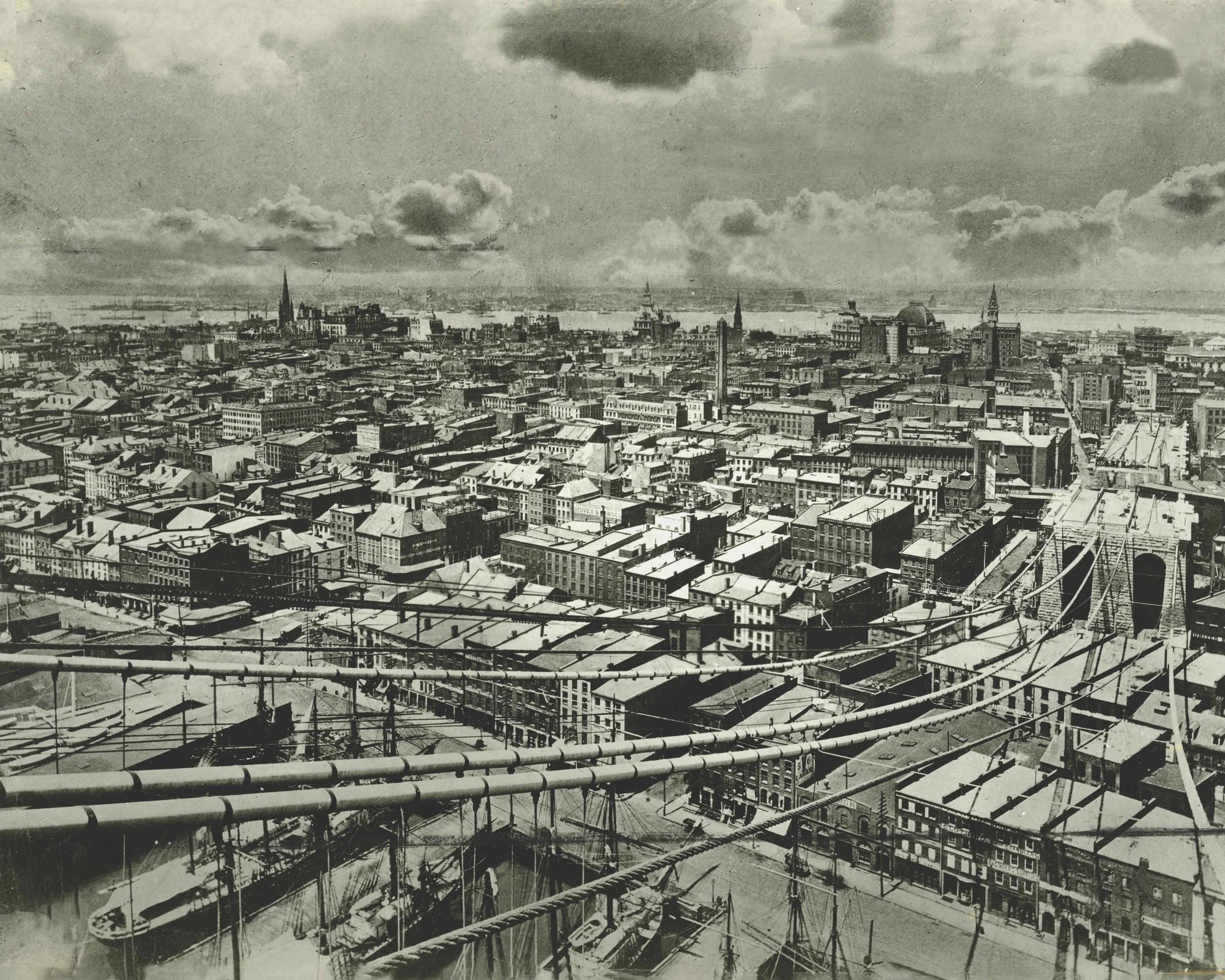 Early photo from the Brooklyn Bridge (1881)