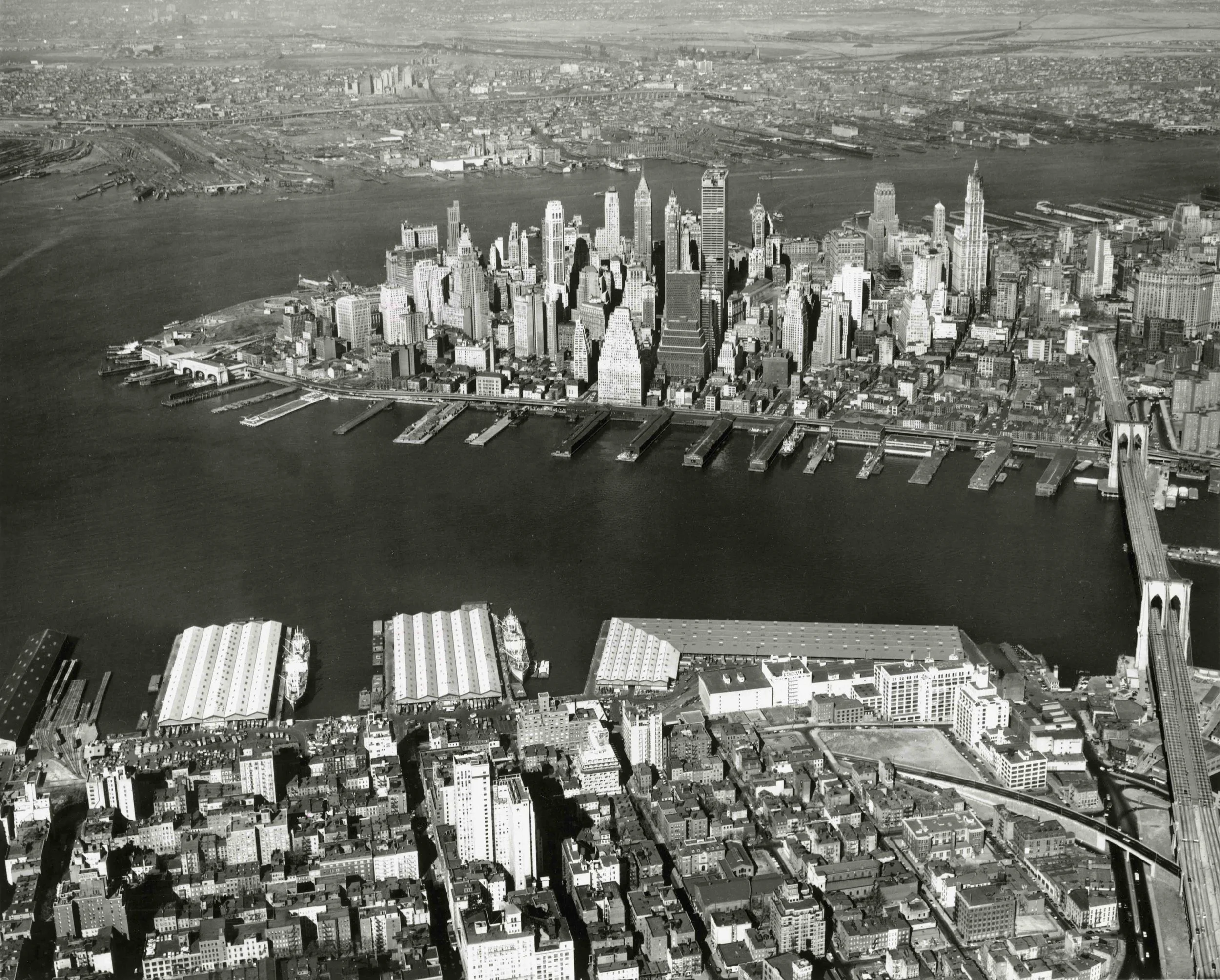 1960 Aerial View of Downtown NYC