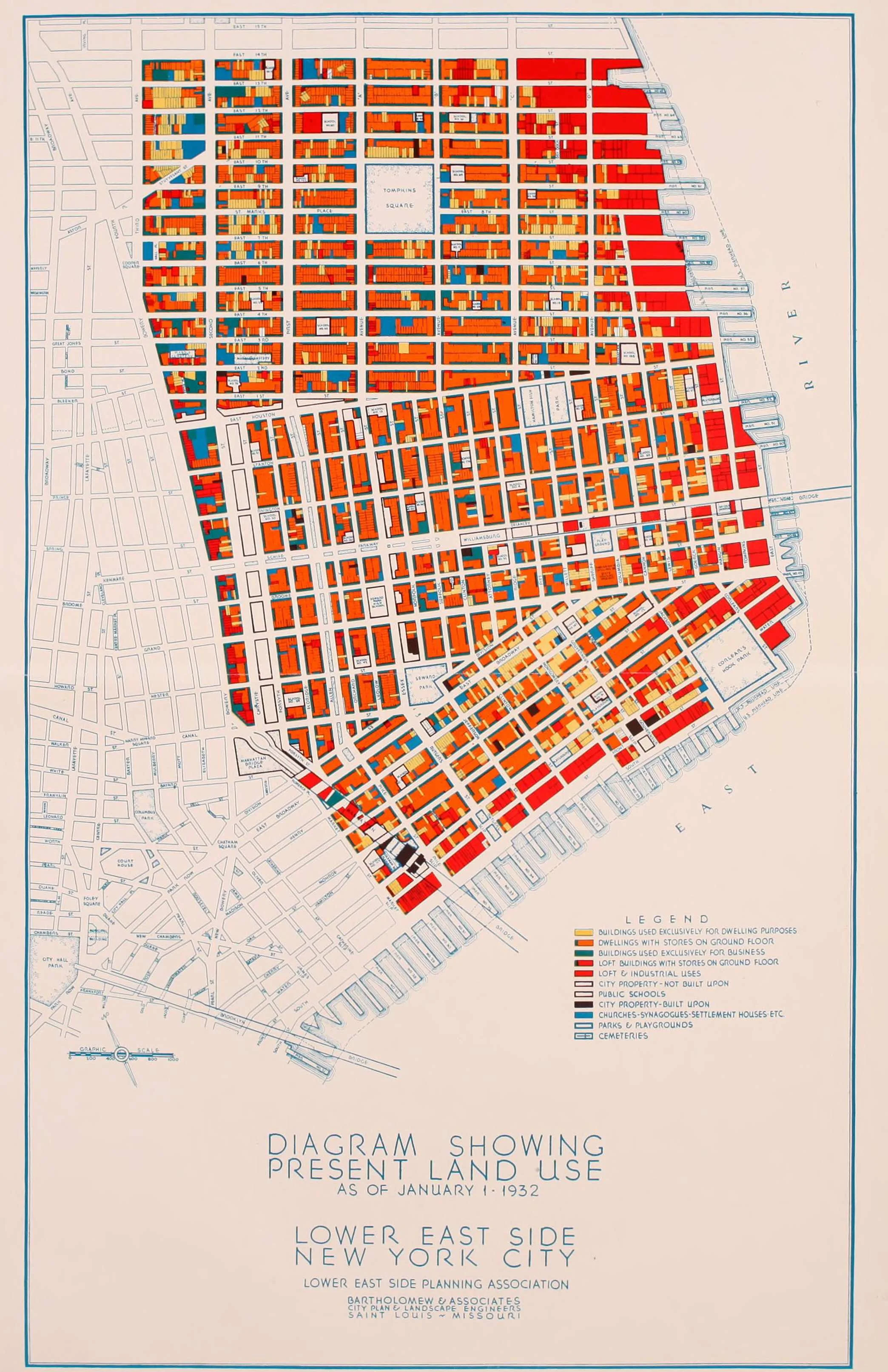 1932 Lower East Side Land Use Map