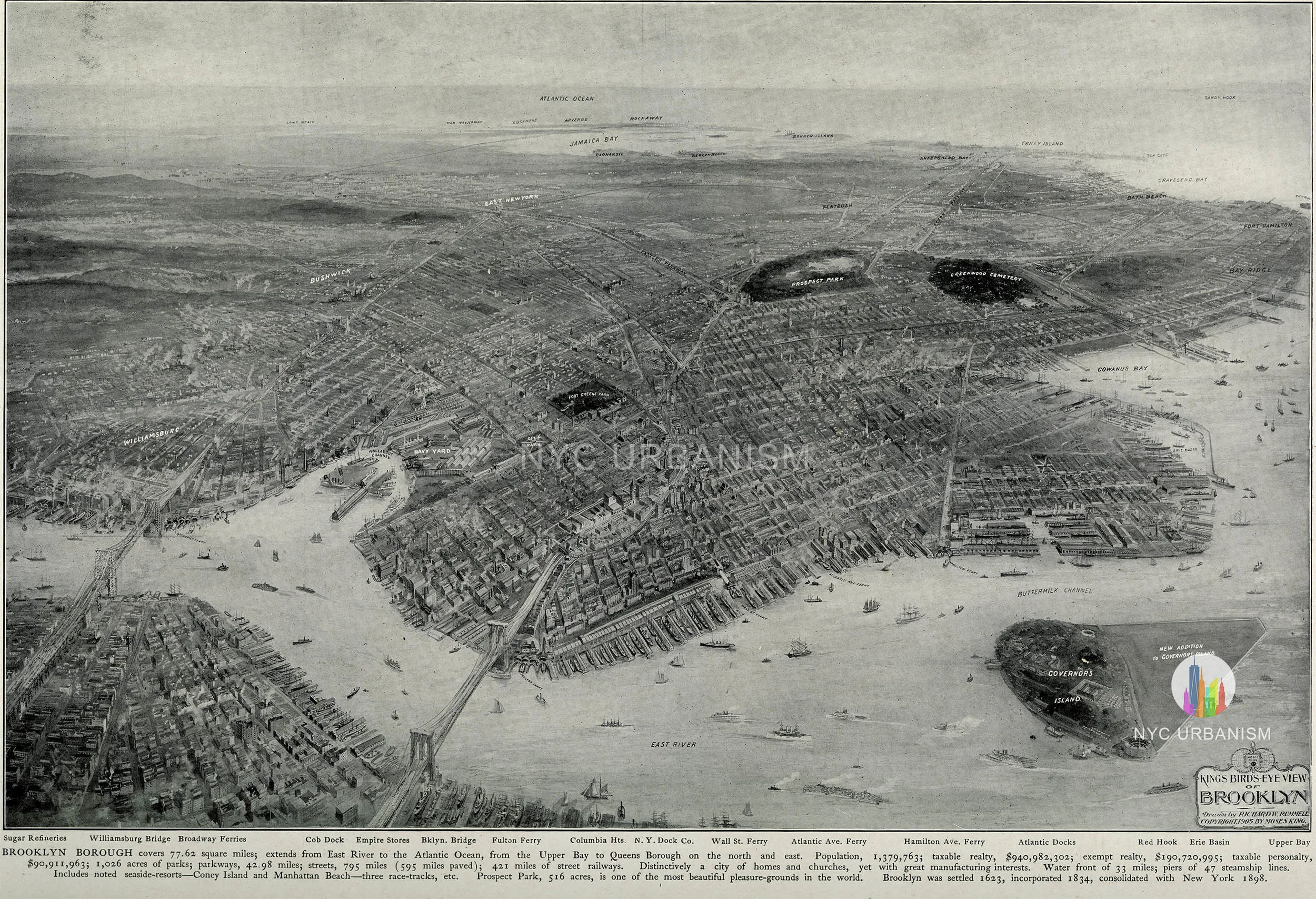 1905 Bird's-Eye View of Brooklyn
