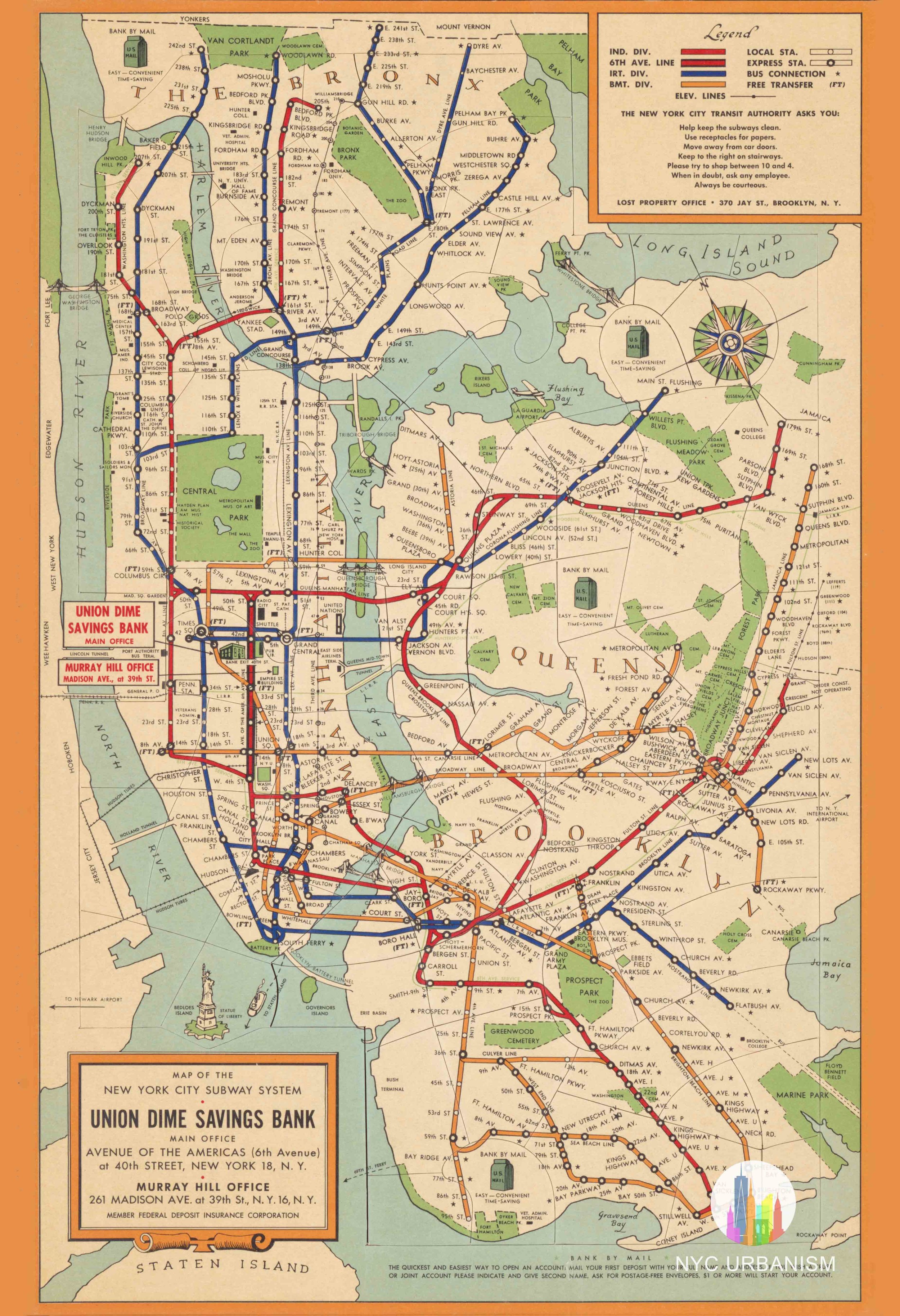 1954 Subway Map Nyc Urbanism