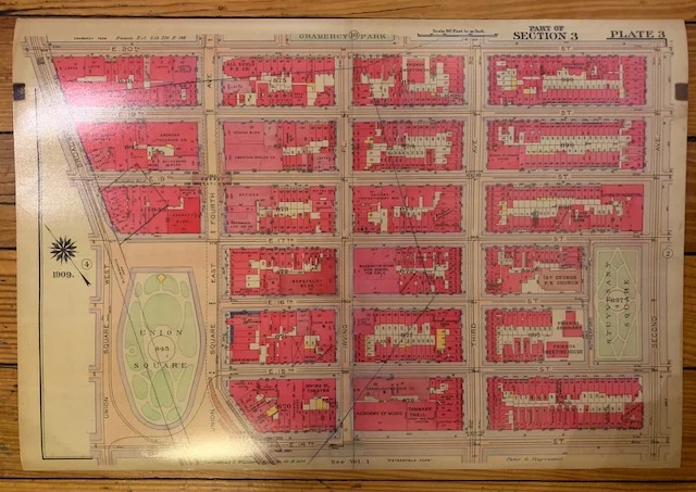 Union Square Vintage Land Map (1909)