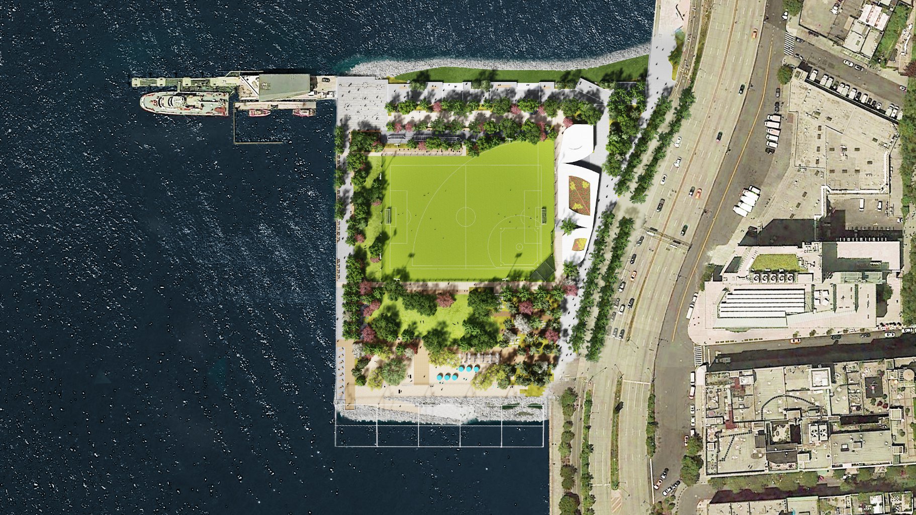 Renderings provided by James Corner Field Operations, courtesy the Hudson River Park Trust