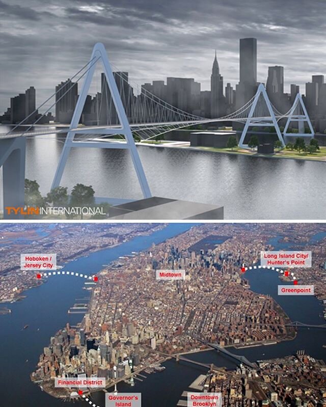 Should New York City build bridges for only bikers and pedestrians to help facilitate human-powered, physically-distanced transportation? At only twenty feet wide, the Queens Ribbon bridge (above) would connect Midtown Manhattan and Queens, making it