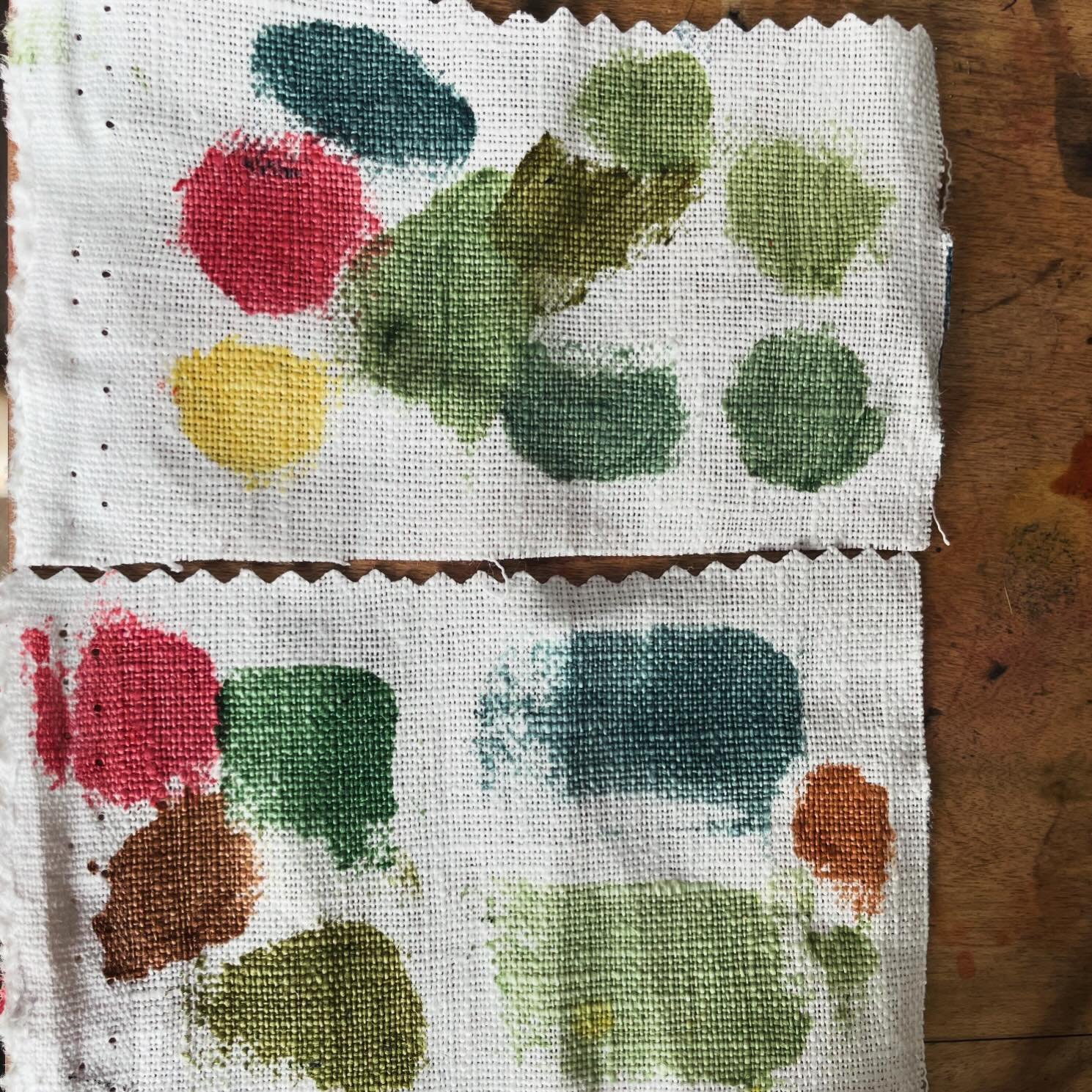 Making the ink colours can be a guessing game sometimes, but a bit of dabbing always helps get as close as possible! #naturalcolours #linen #handprintedtextiles #homedecor