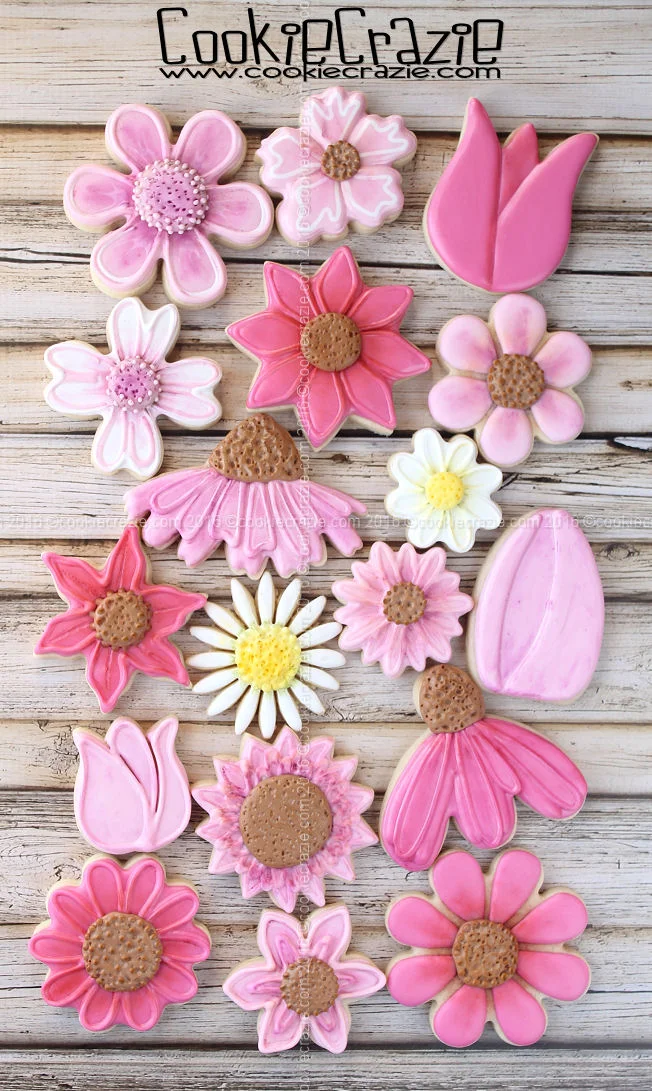 Pink Flower Decorated Cookie Collection