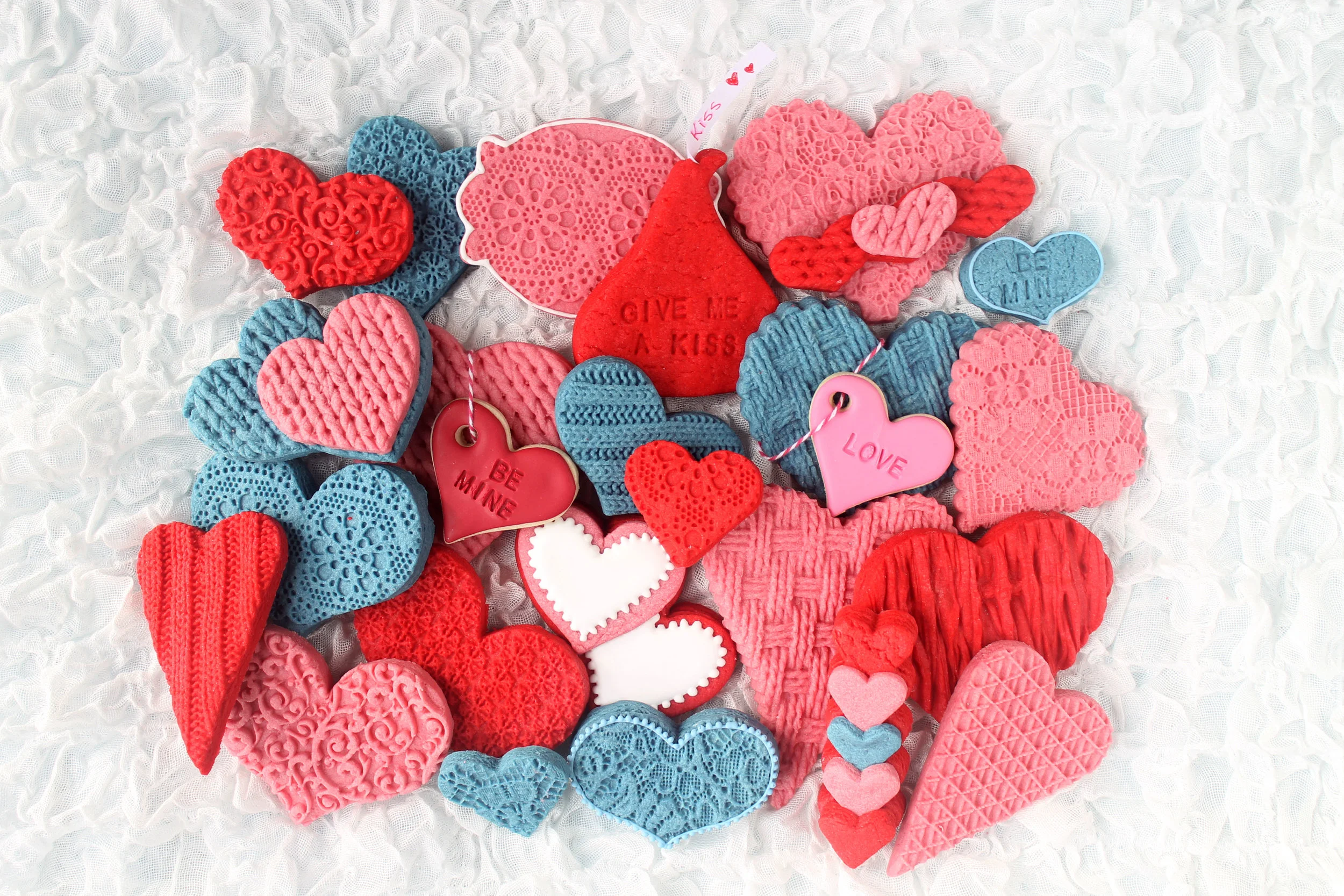 Textured Colored Dough Valentines Decorated Cookie Collection