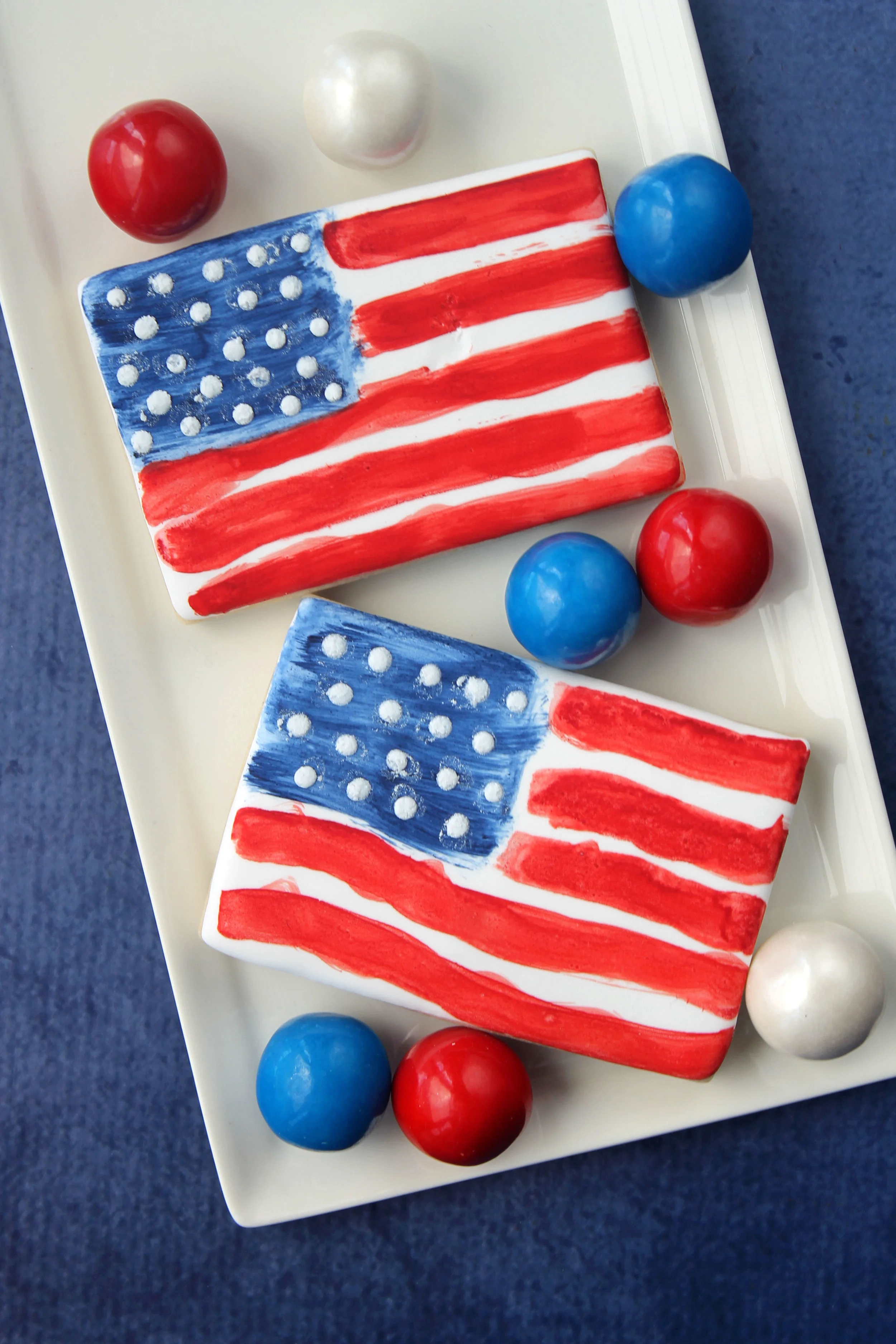Painted United States Flag Decorated Cookies (Tutorial)