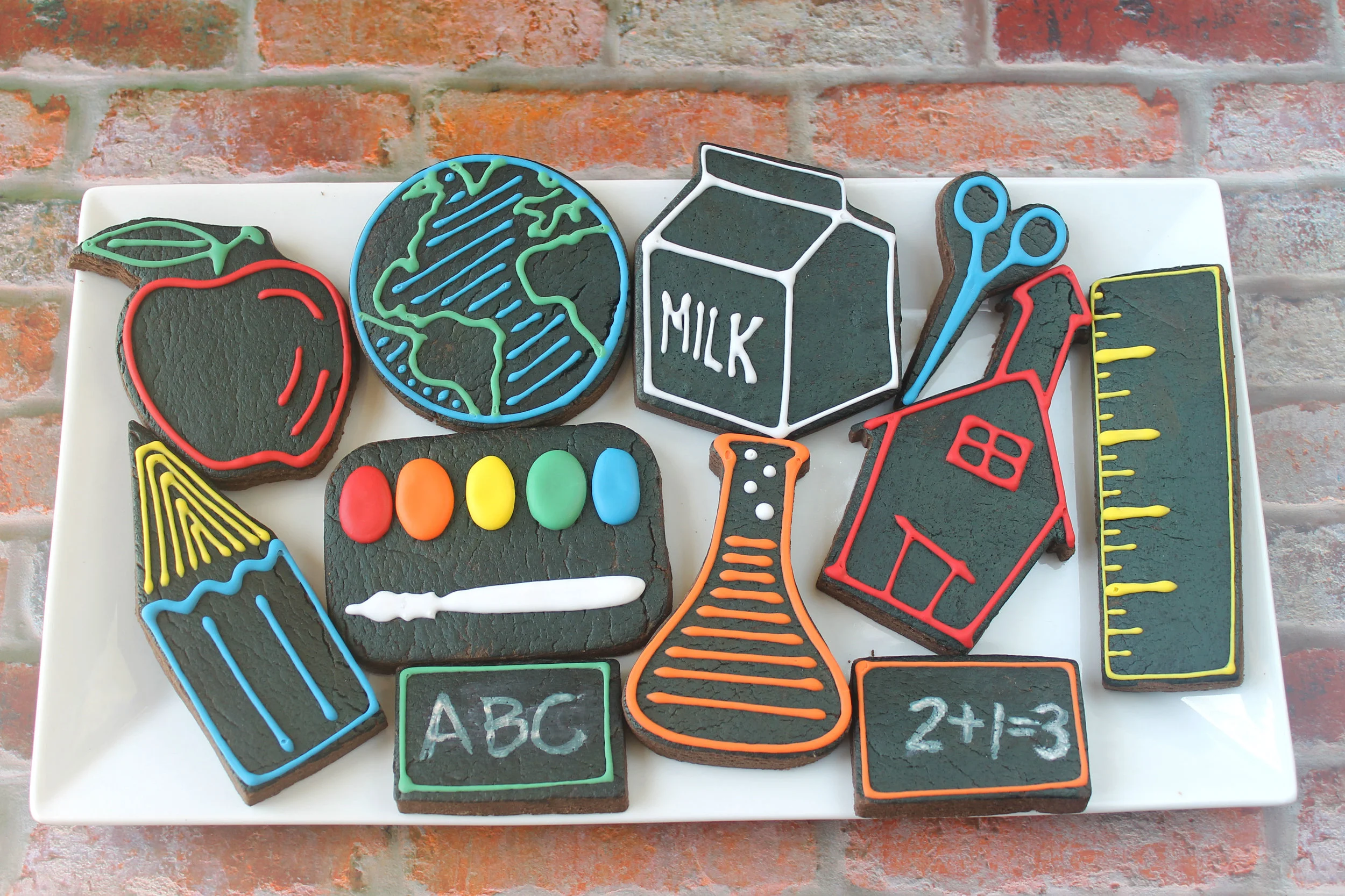 Back To School Neon Styled Decorated Cookie Collection