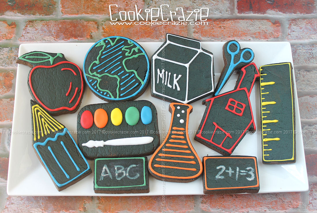   Back To School Neon Styled Decorated Cookie Collection  