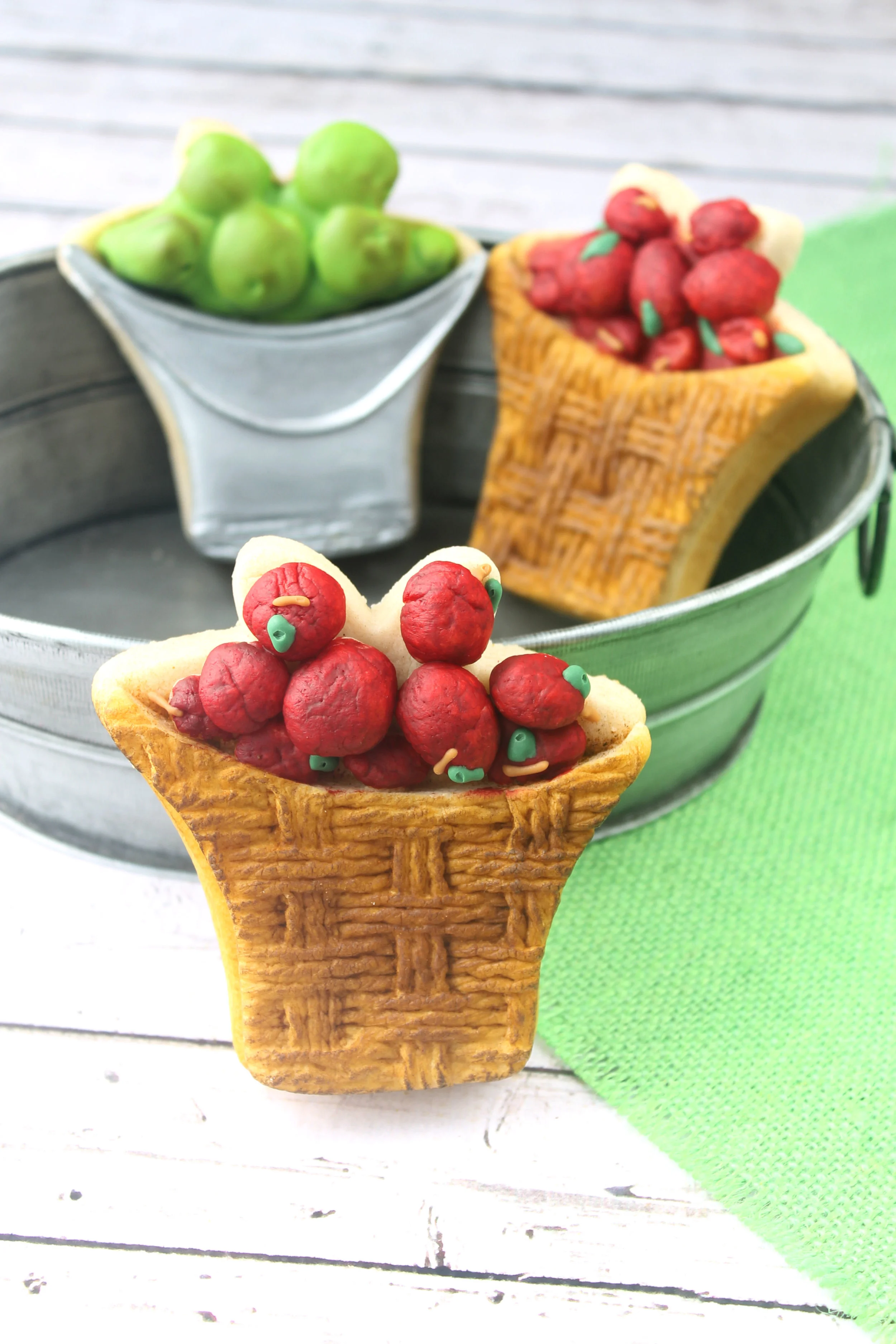 Apple Basket & Bucket Decorated Cookies