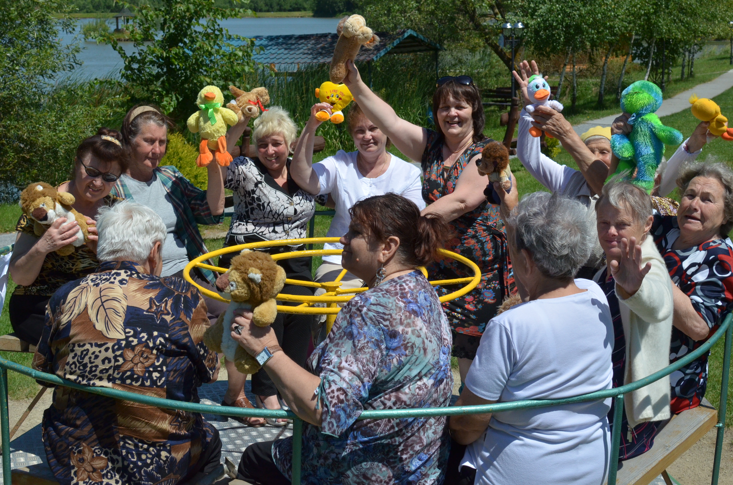  The elderly ladies had a blast on the merry-go-round! 