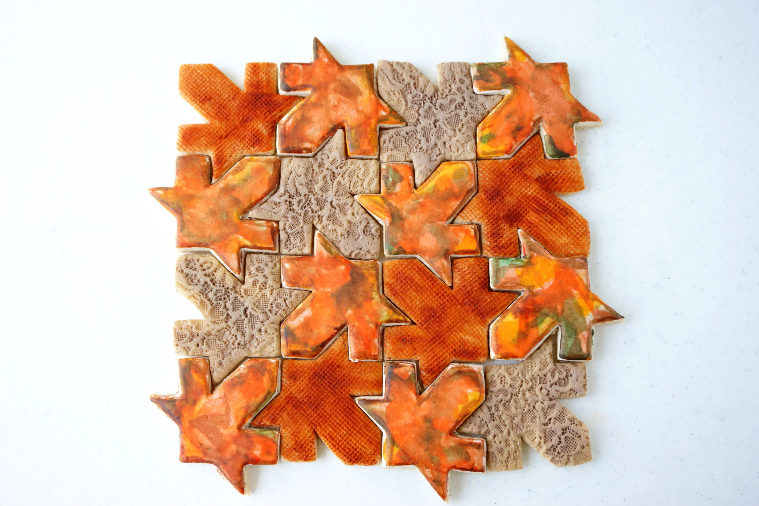 Autumn Leaf Textured Patchwork Quilt Decorated Cookie Collection