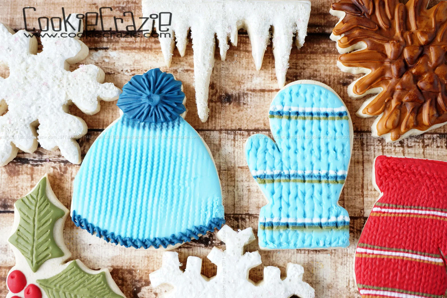 Winter Hat & Mitten Decorated Sugar Cookies YouTube video HERE