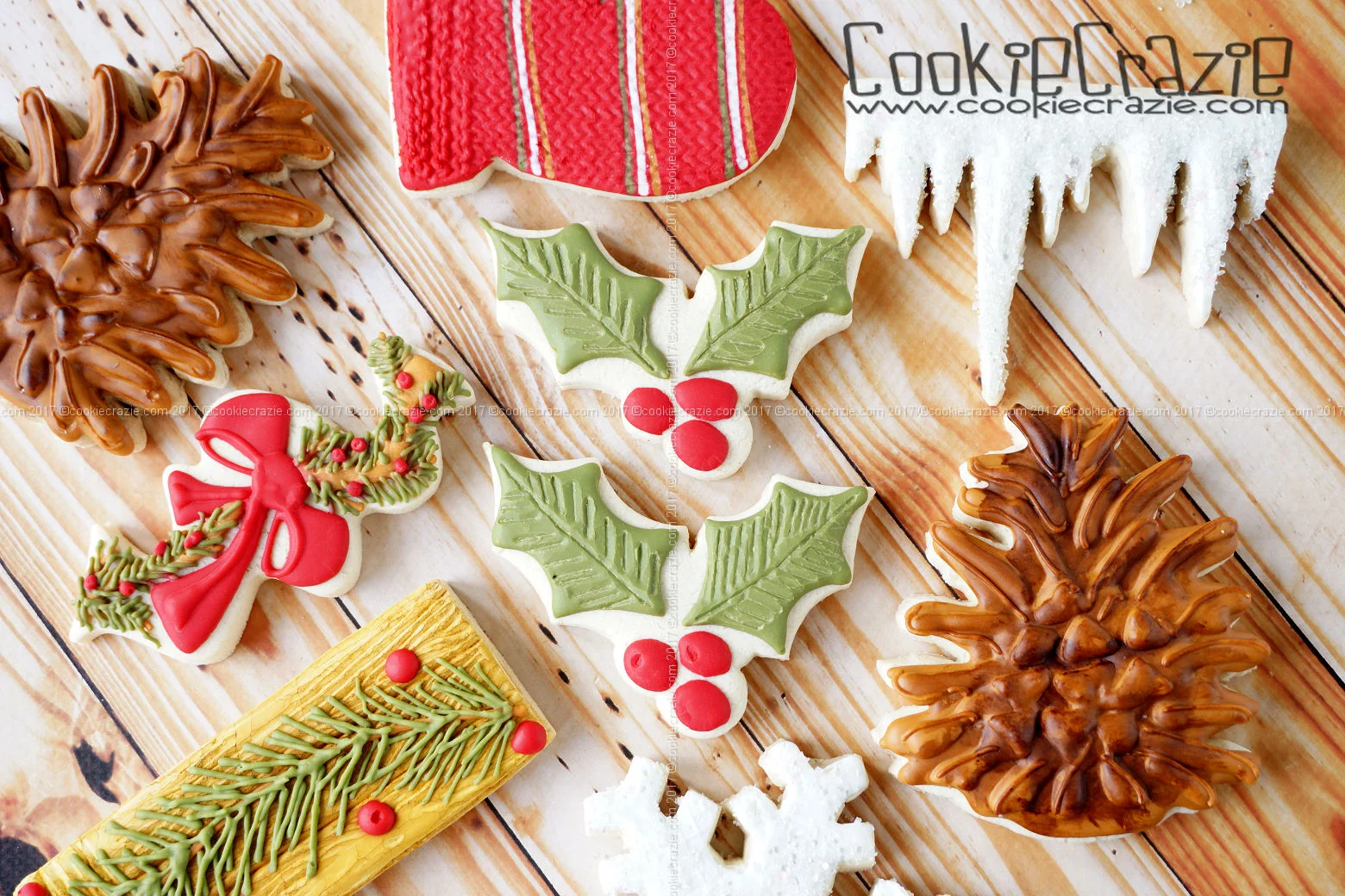 Holly & Berries Decorated Sugar Cookie YouTube Video HERE