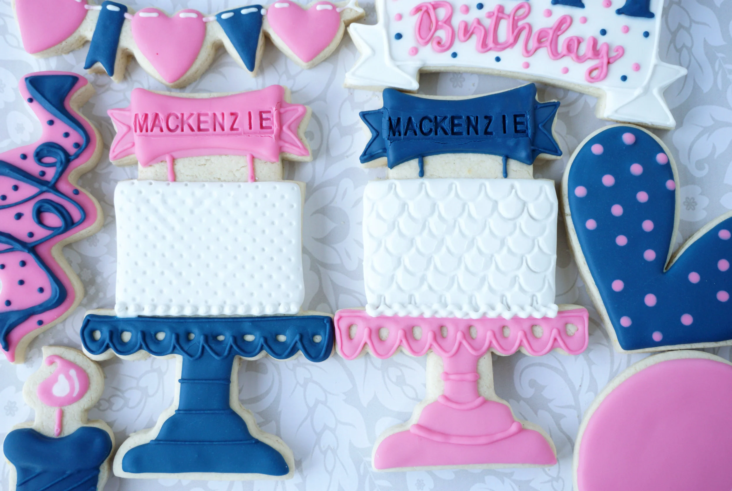 Pedestal Birthday Cake Decorated Cookies (Tutorial)