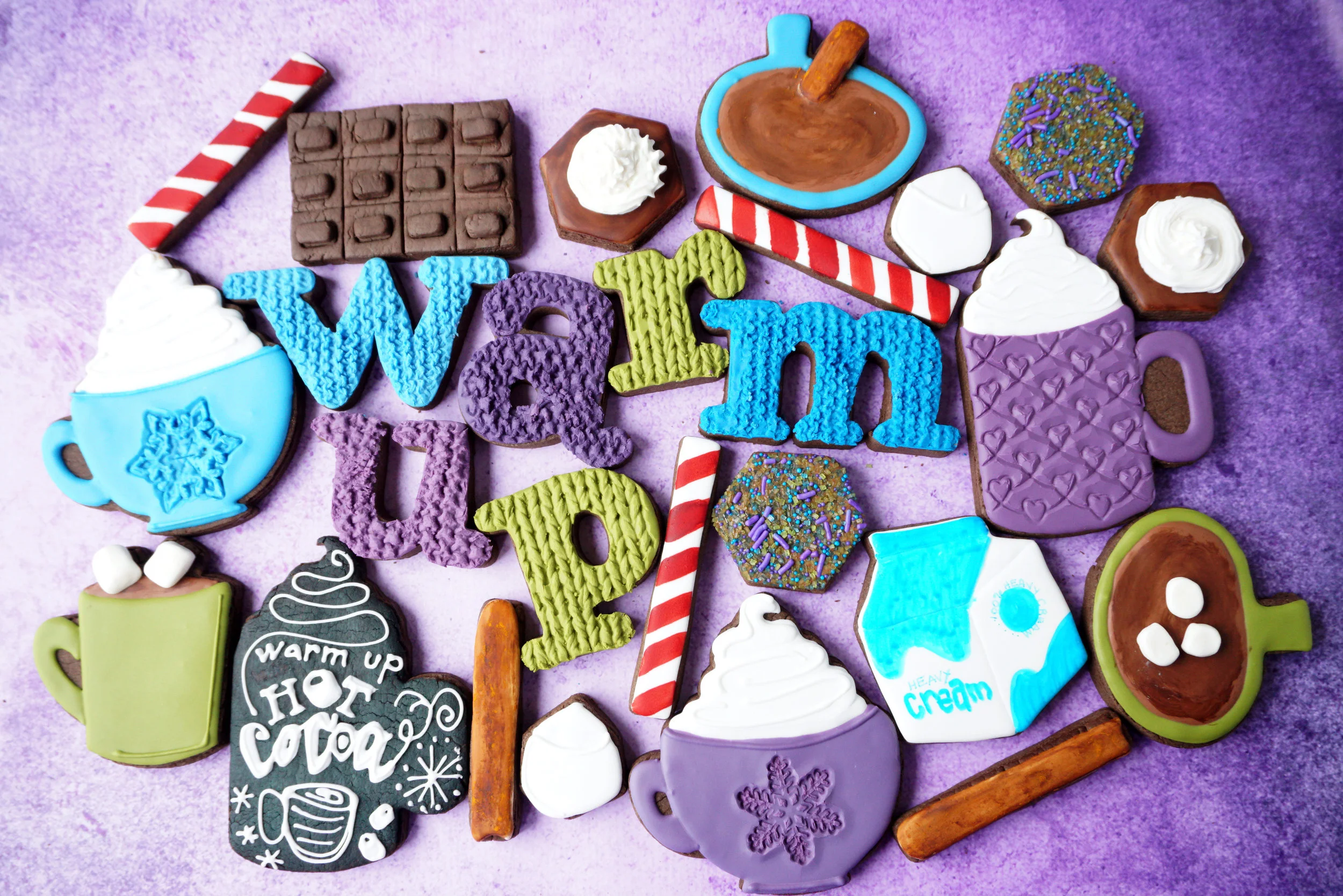 Hot Cocoa WARM UP Decorated Cookie Collection