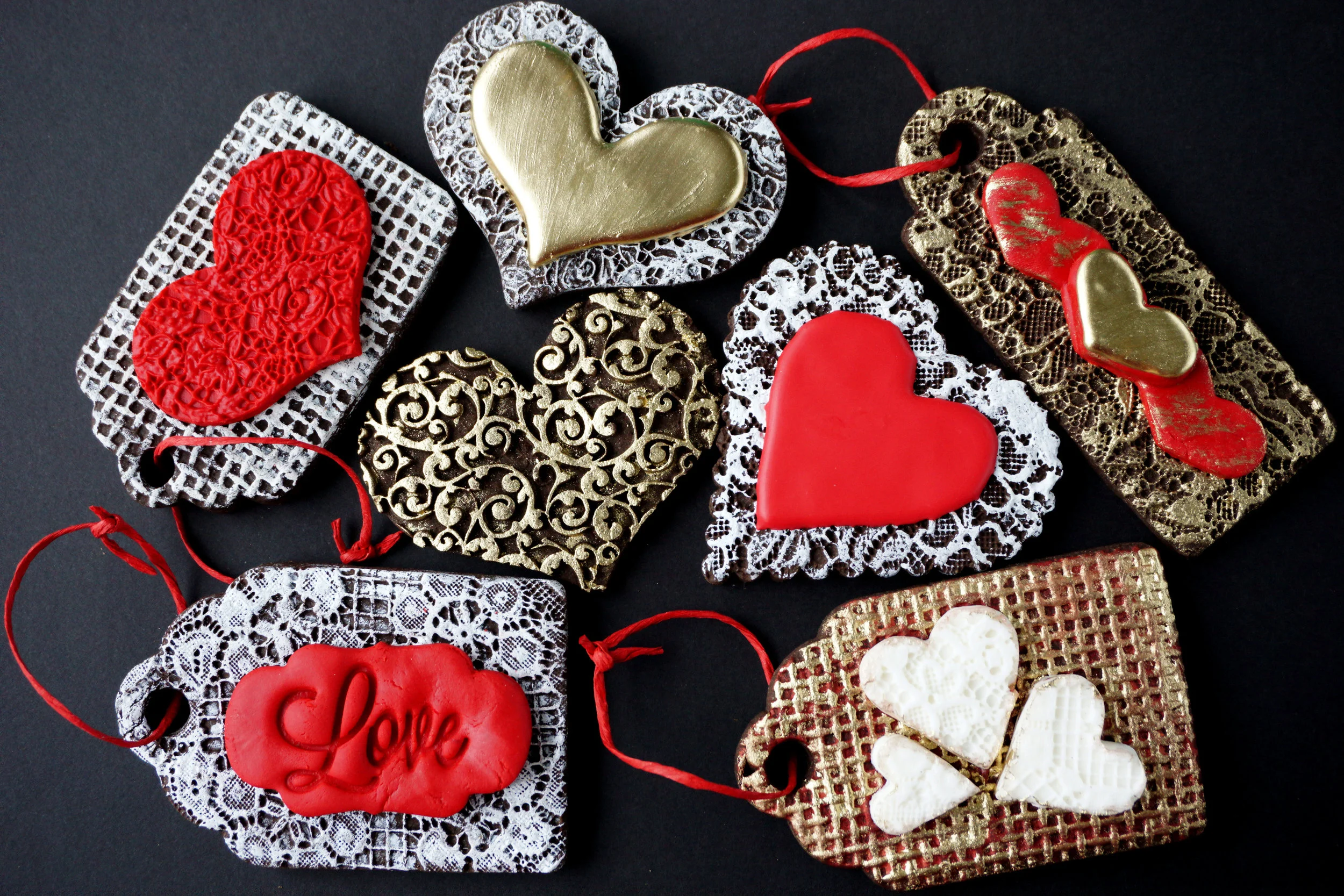Embossed Cookie Dough Valentines Decorated Cookies