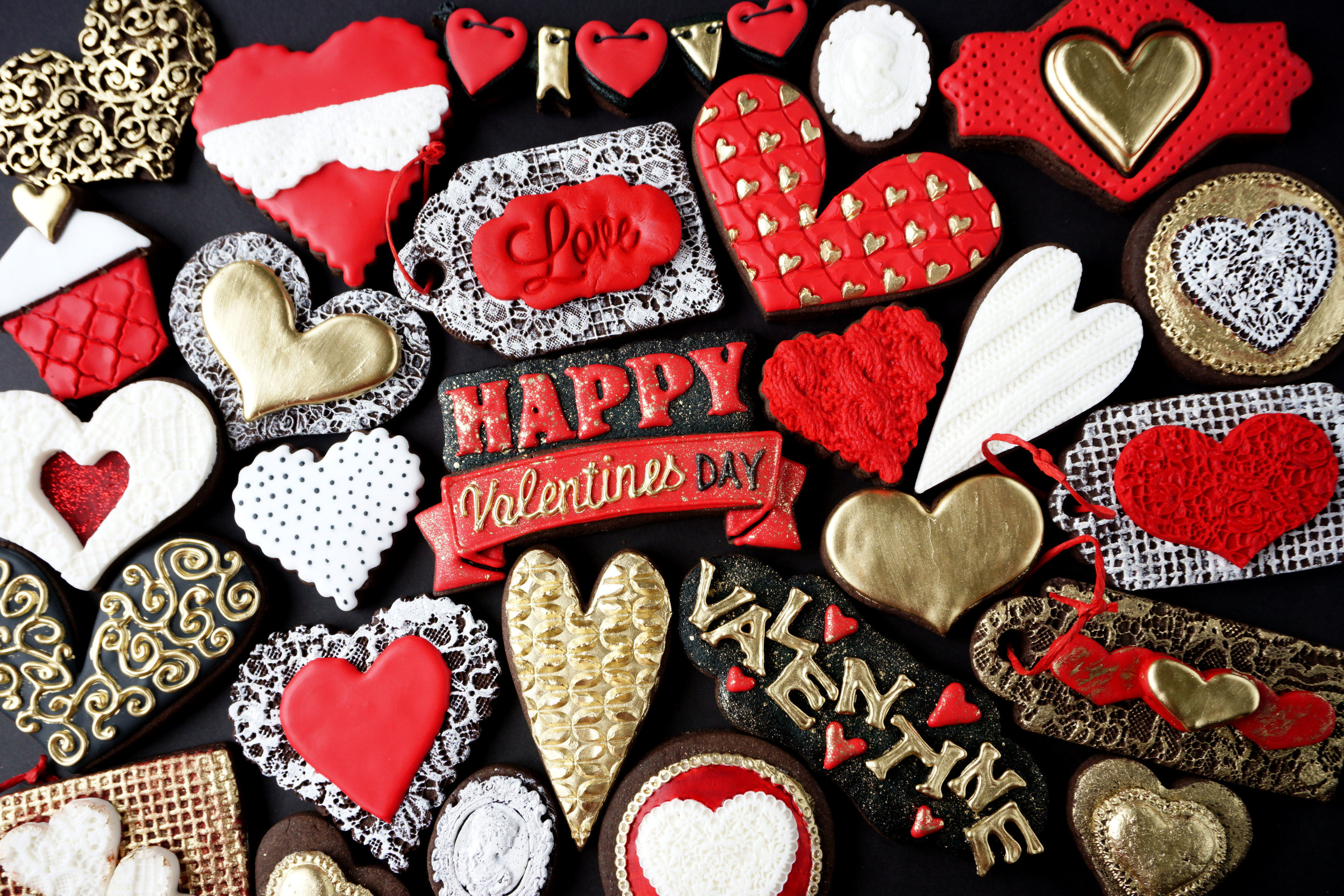 Golden Valentines Decorated Cookie Collection