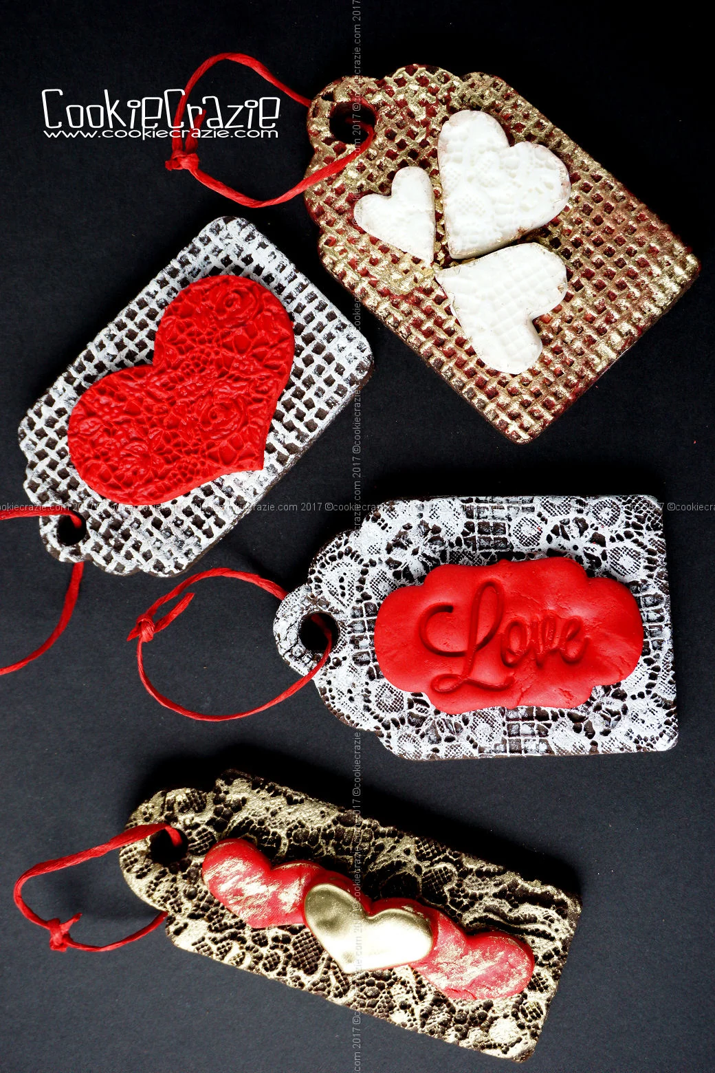 Embossed Valentine Gift Tag Decorated Sugar Cookies YouTube video HERE