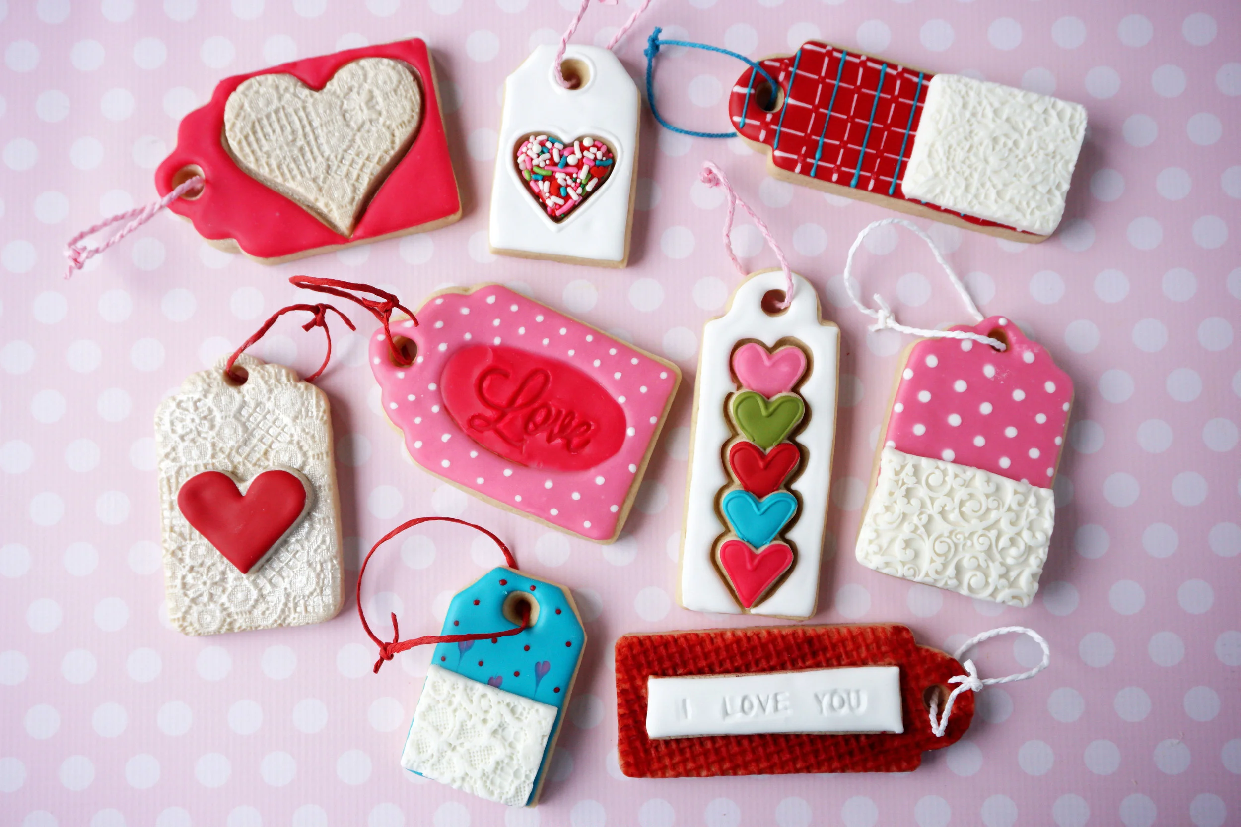 Valentines Gift Tag Decorated Cookies
