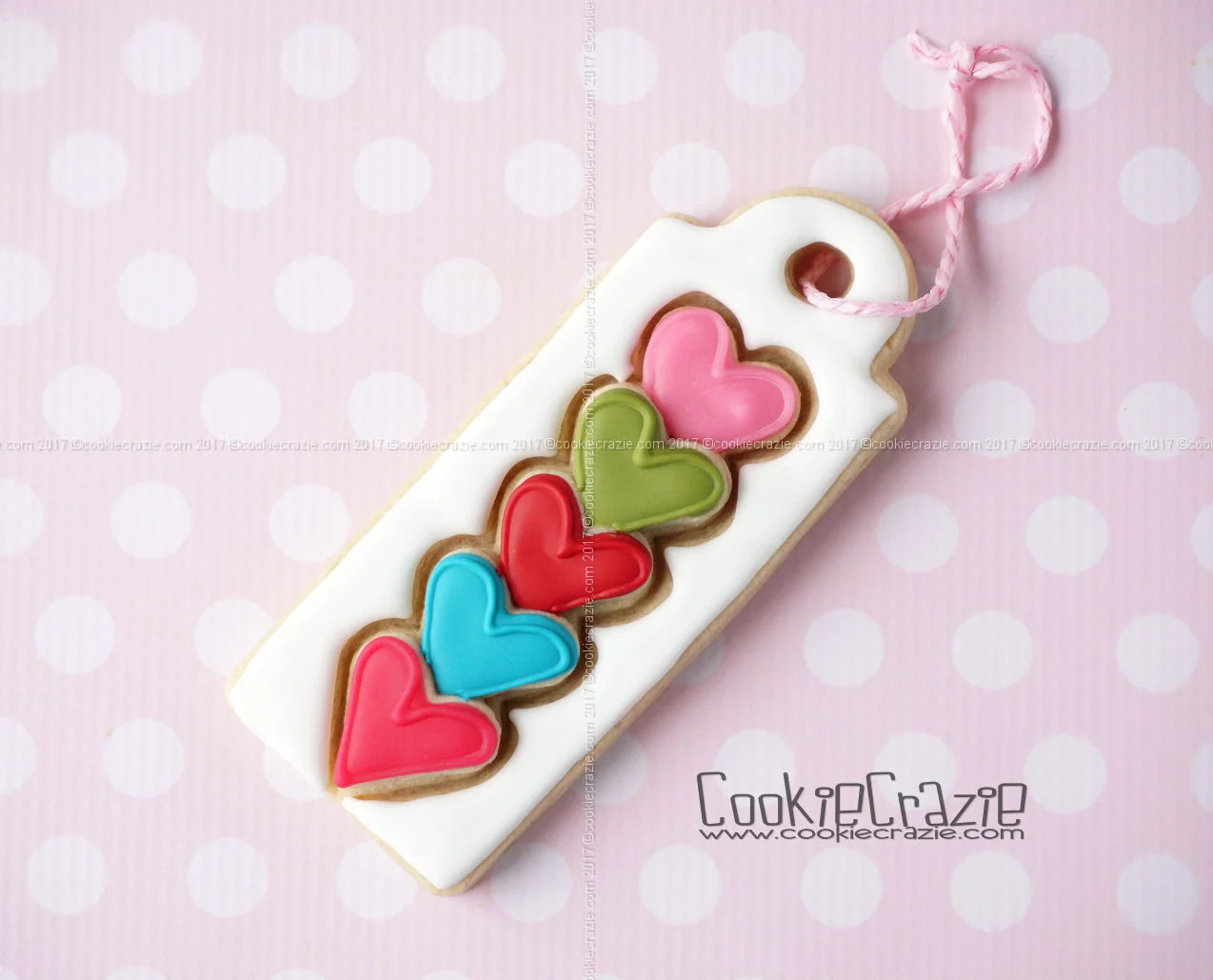 Stacked Hearts Valentine Gift Tag Decorated Sugar Cookie YouTube video HERE